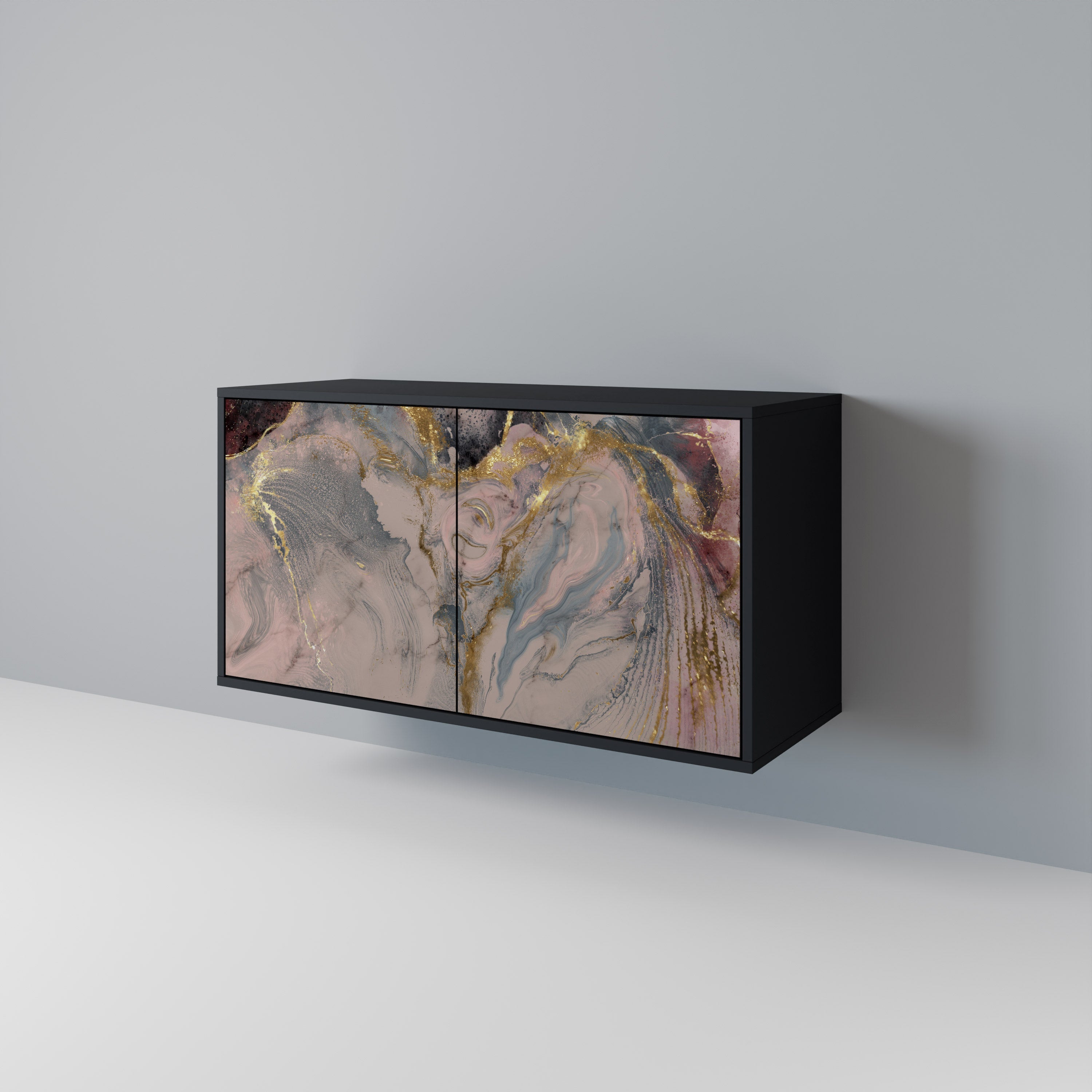 Buffet 2 portes GILDED SWIRLS en finition noire