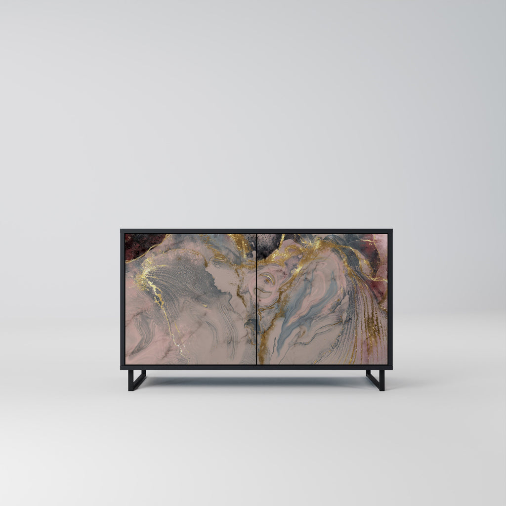 Buffet 2 portes GILDED SWIRLS en finition noire