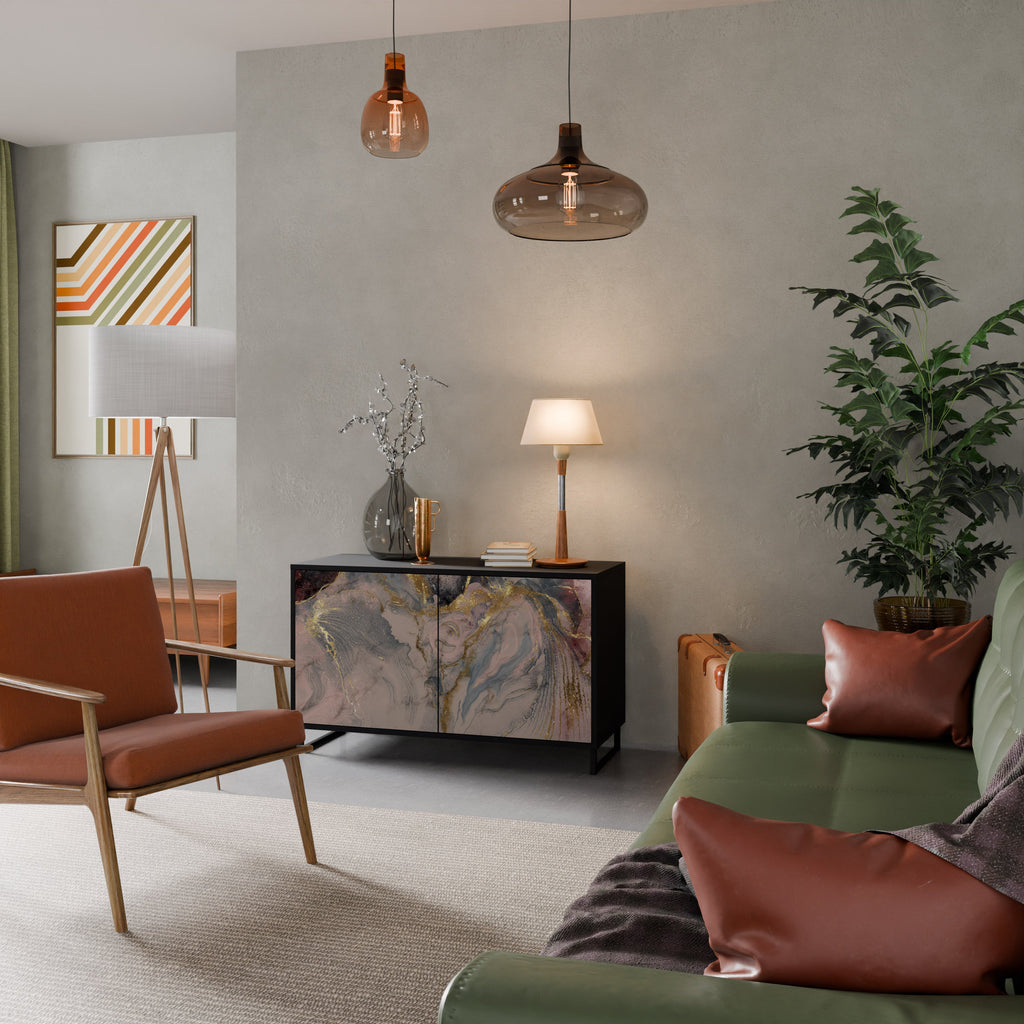 Buffet 2 portes GILDED SWIRLS en finition noire