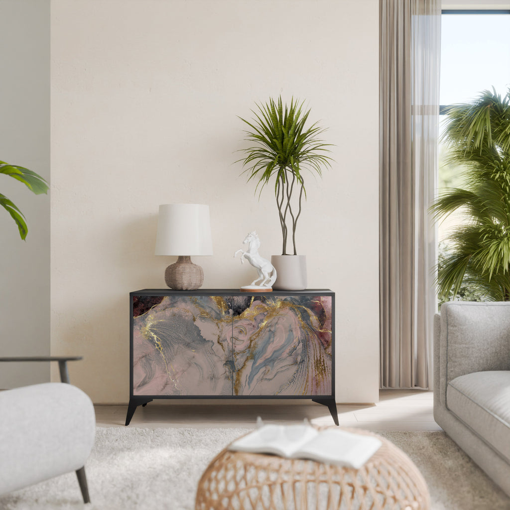 Buffet 2 portes GILDED SWIRLS en finition noire