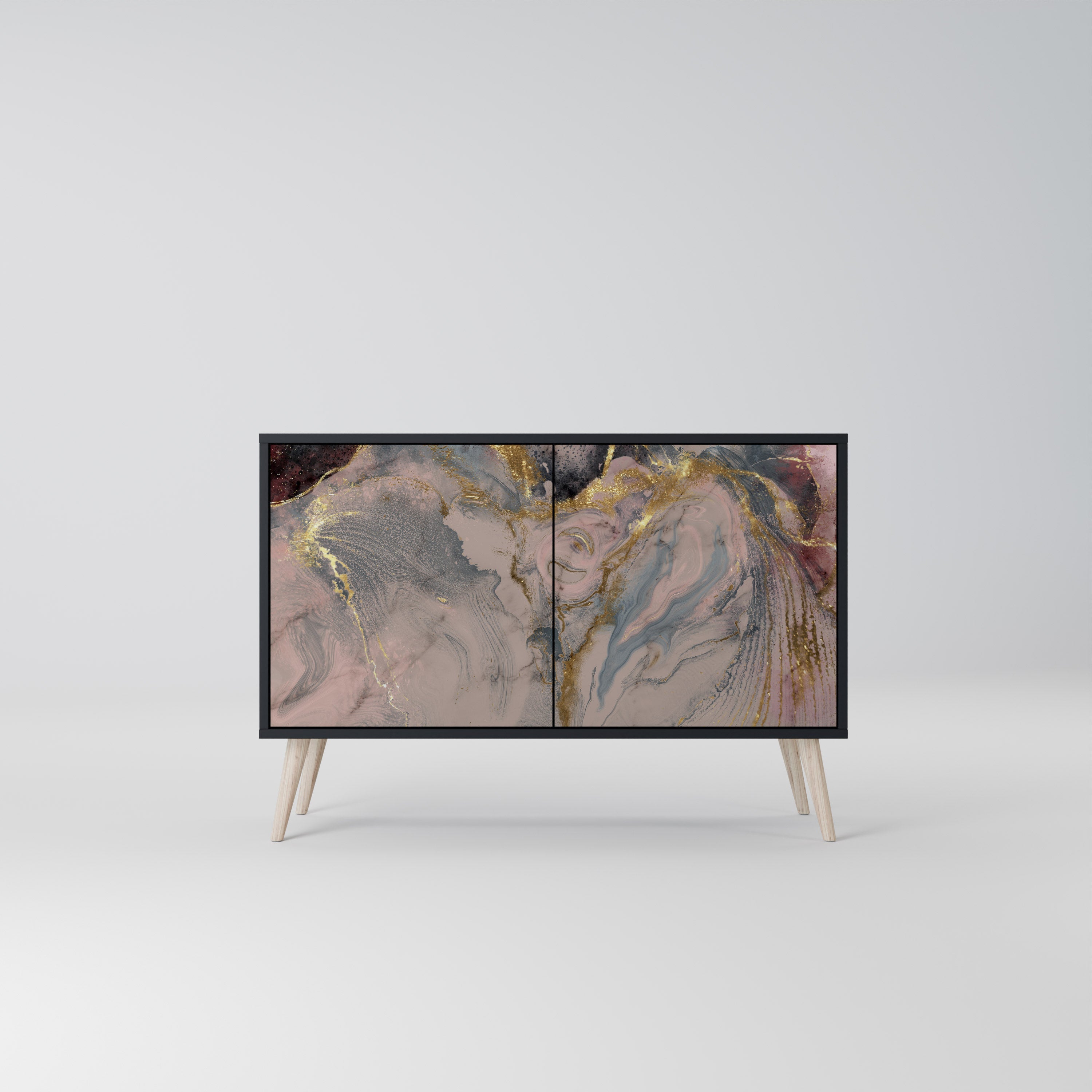 Buffet 2 portes GILDED SWIRLS en finition noire