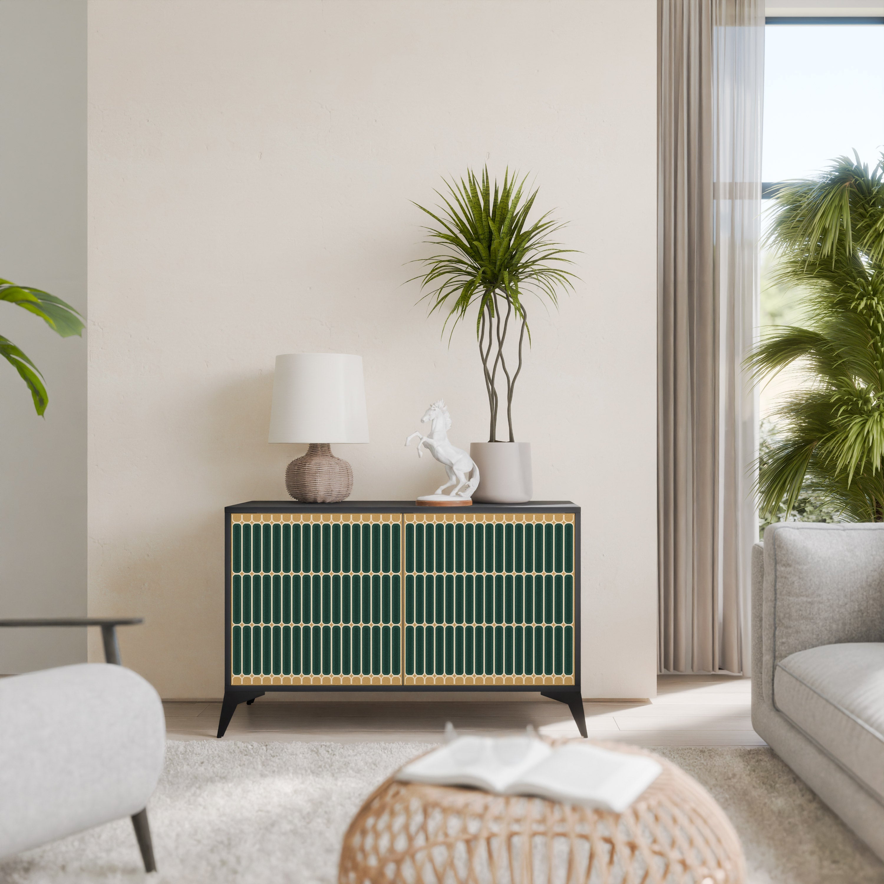 Buffet 2 portes ILUSION GATE finition noire