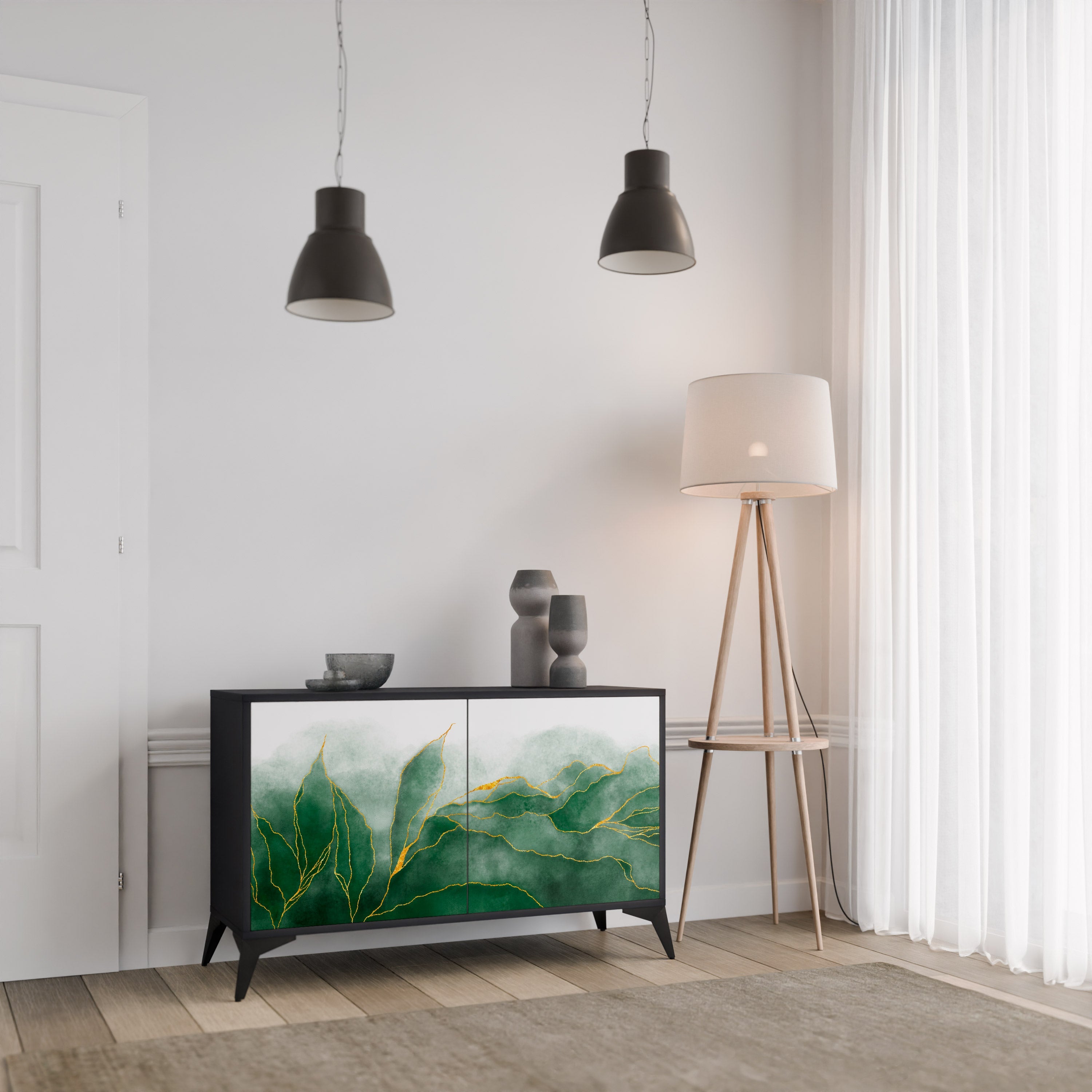 Buffet 2 portes EXPENSIVE NATURE en finition noire