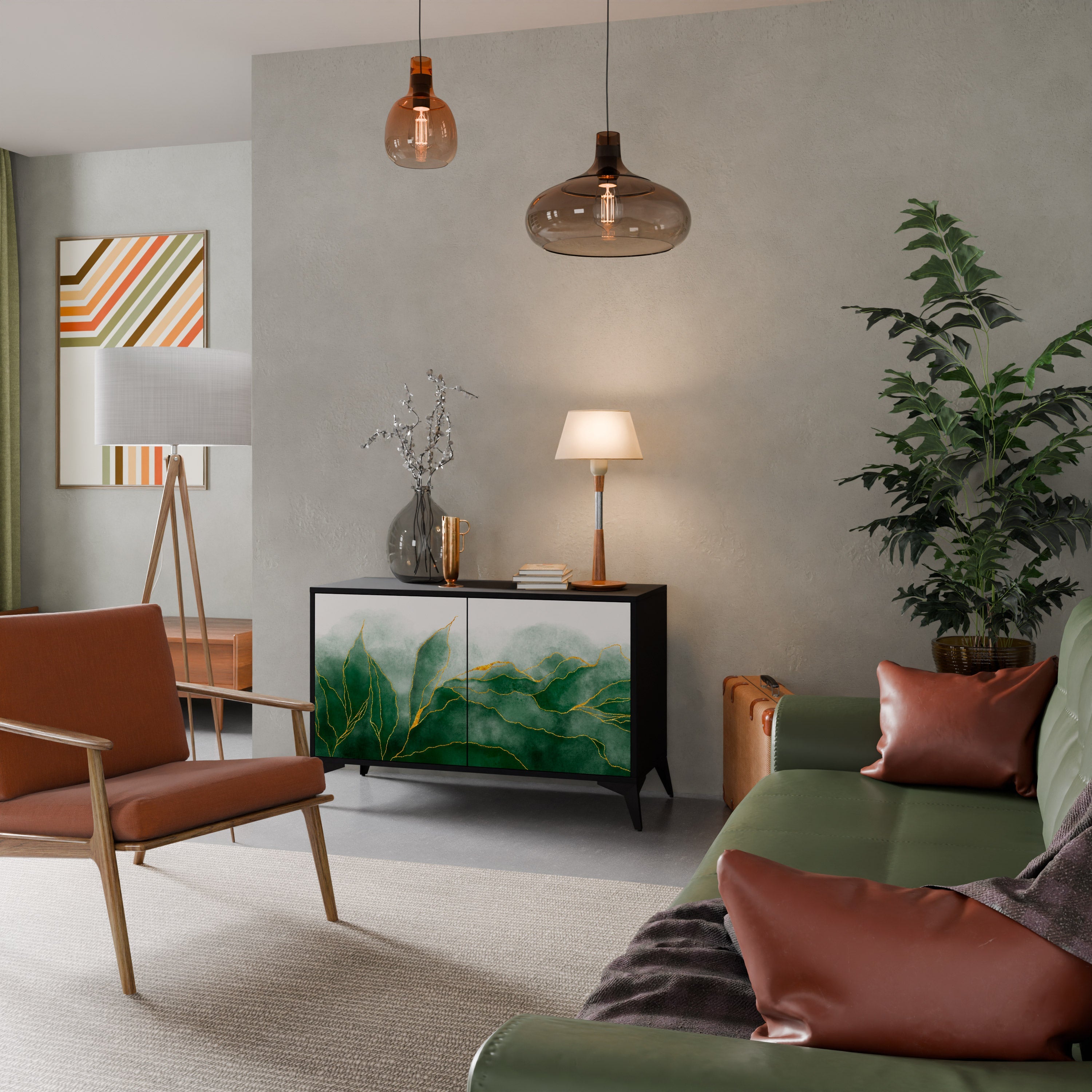 Buffet 2 portes EXPENSIVE NATURE en finition noire