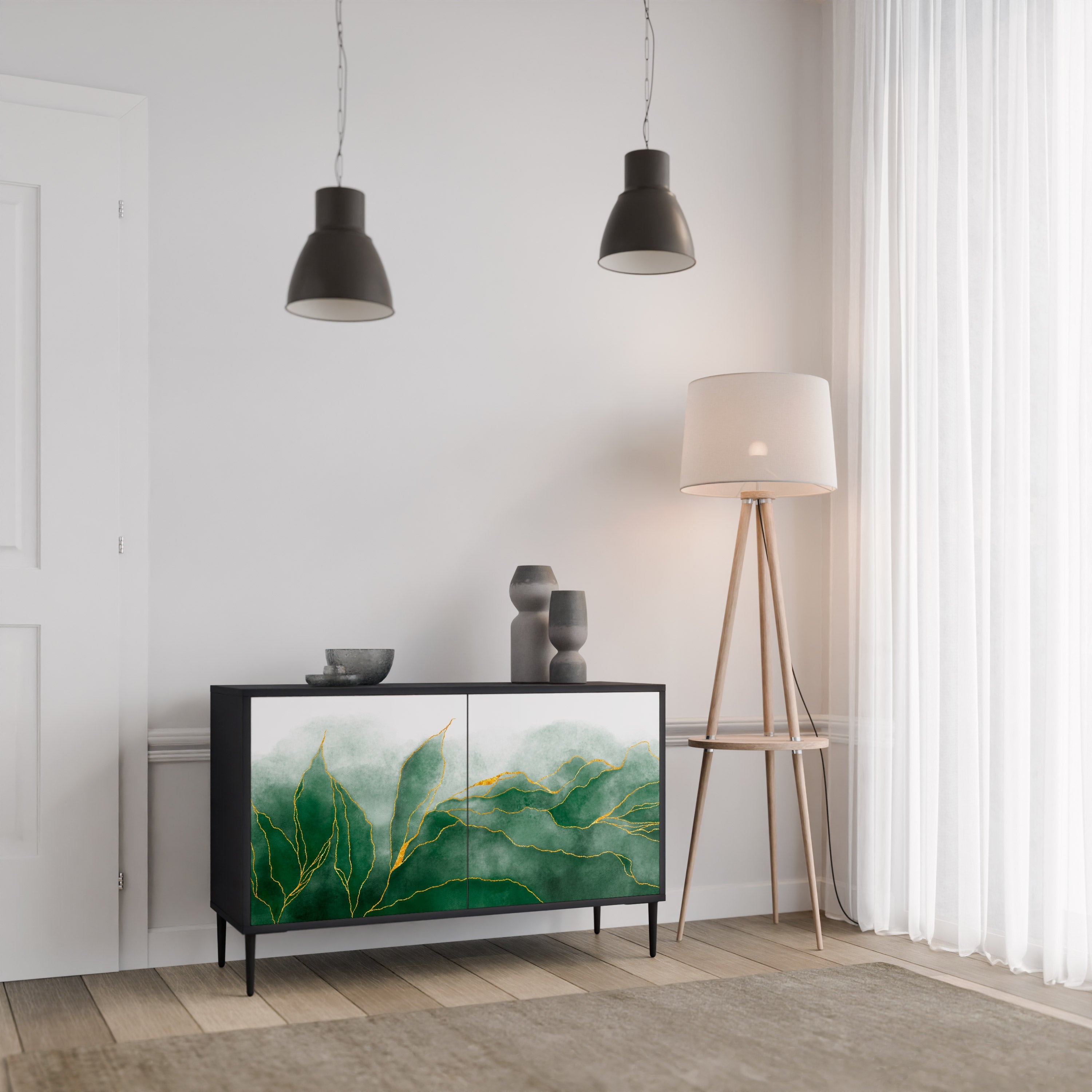 Buffet 2 portes EXPENSIVE NATURE en finition noire