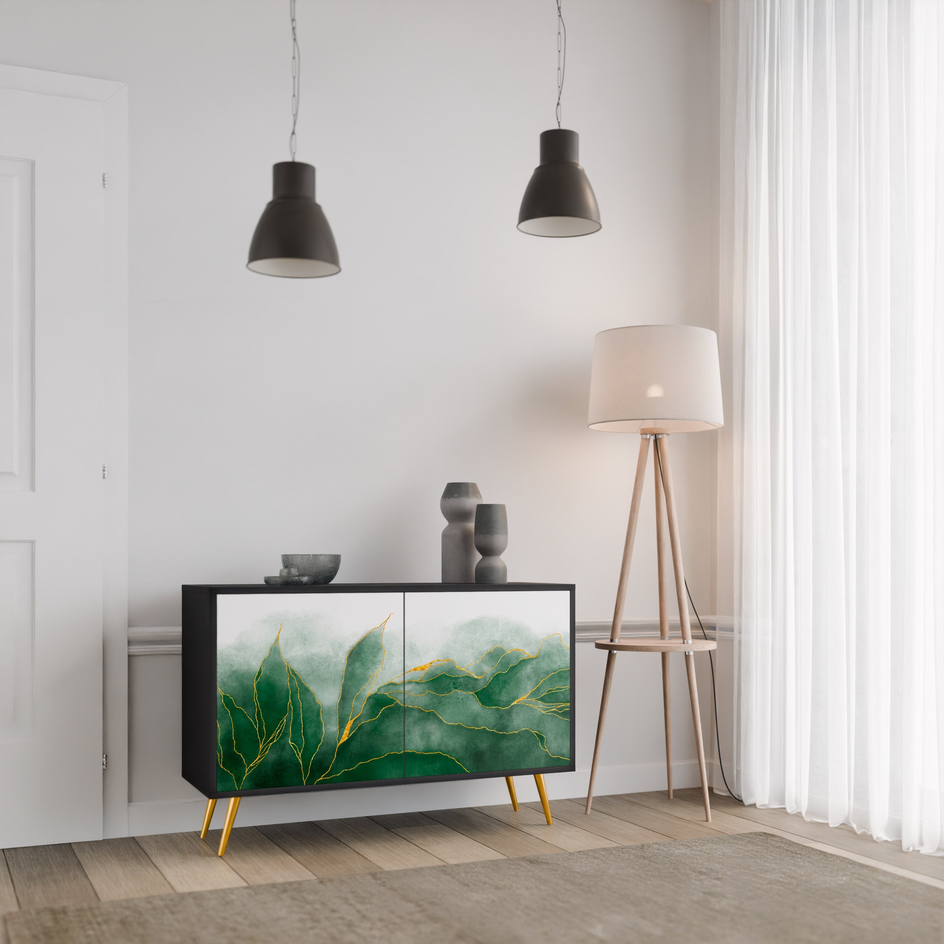 Buffet 2 portes EXPENSIVE NATURE en finition noire