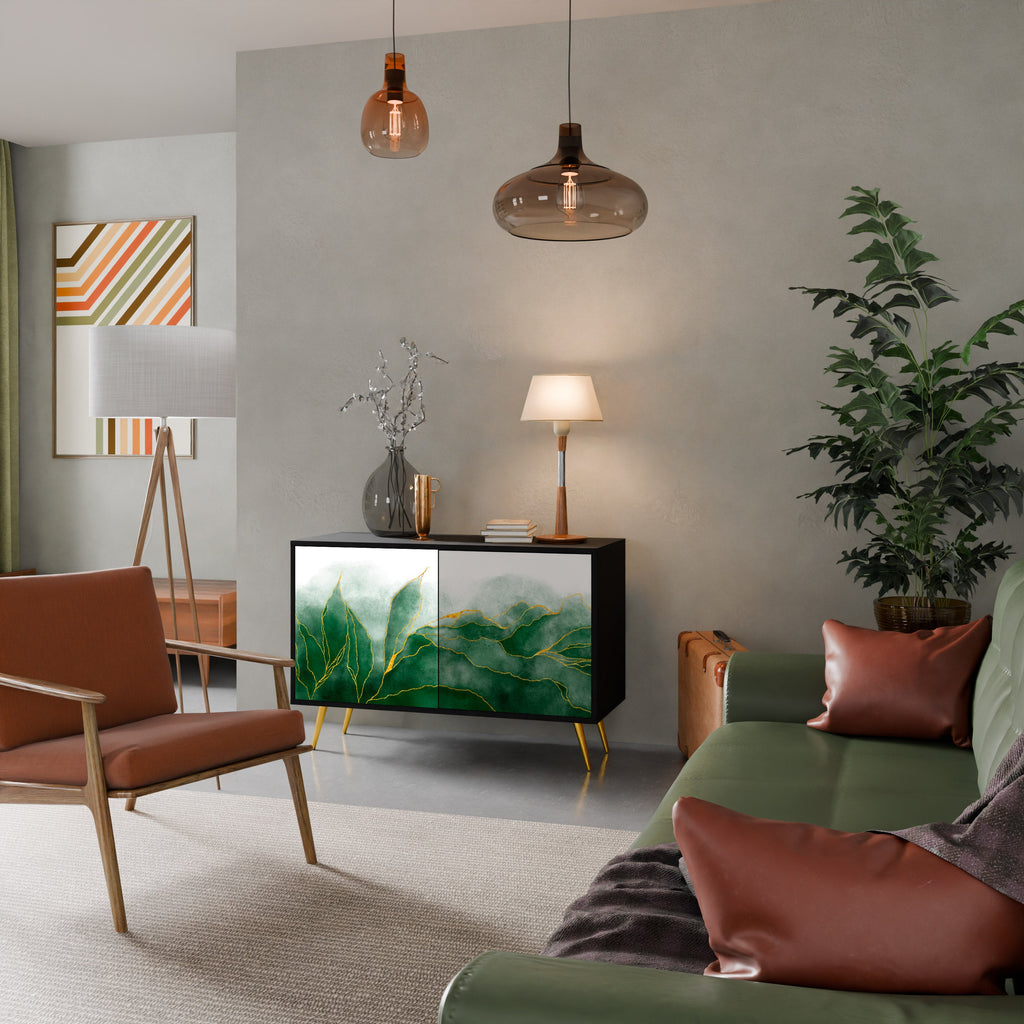 Buffet 2 portes EXPENSIVE NATURE en finition noire