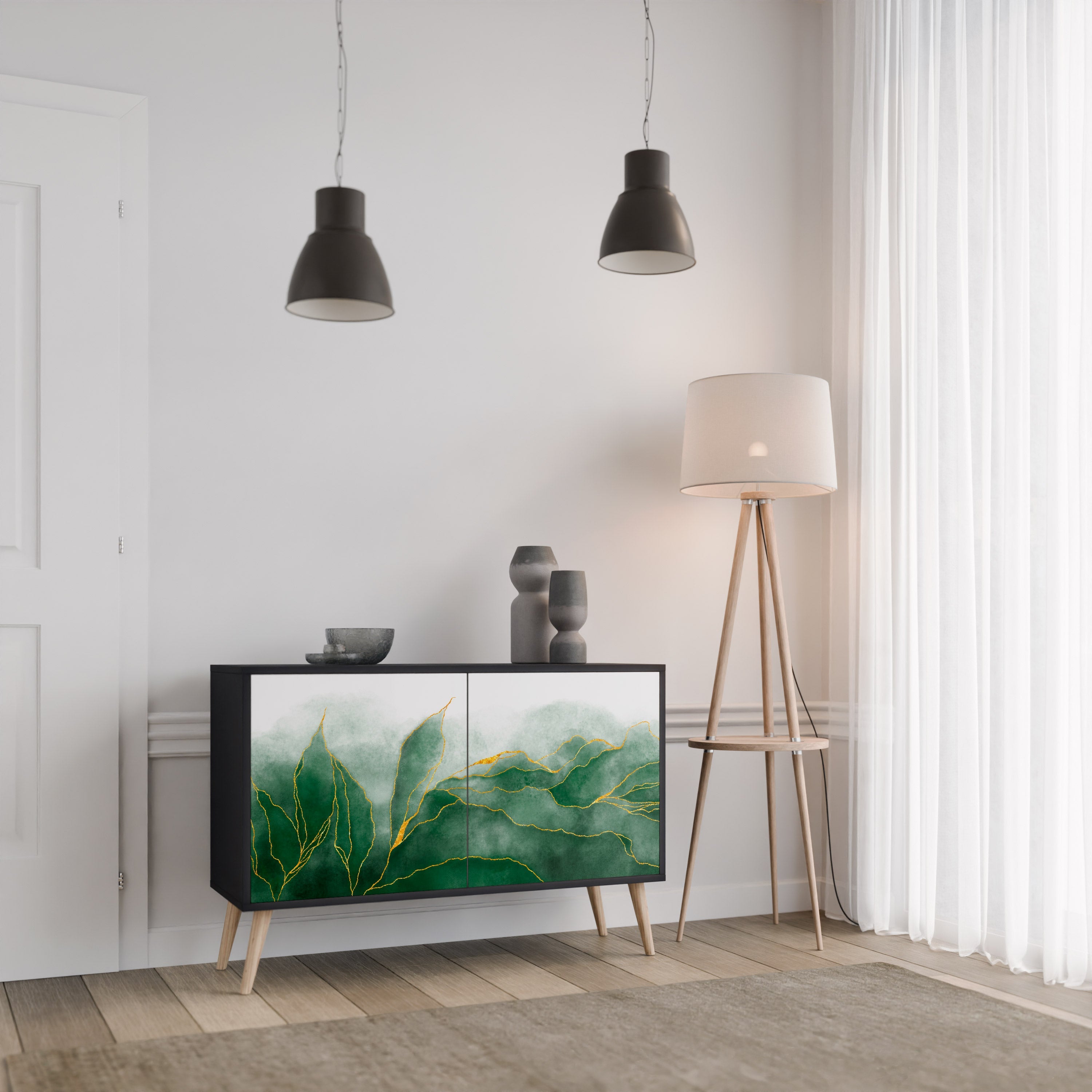 Buffet 2 portes EXPENSIVE NATURE en finition noire