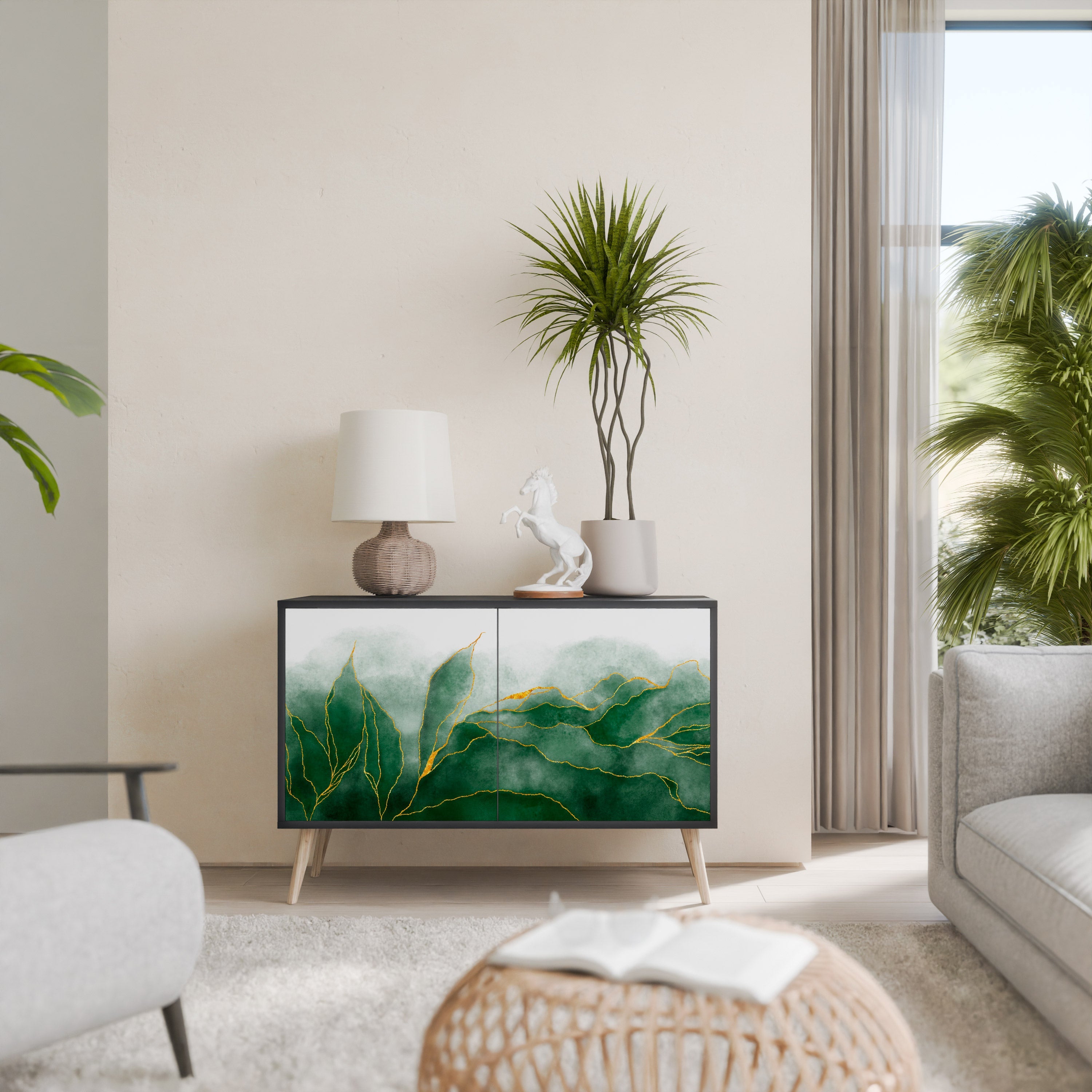 Buffet 2 portes EXPENSIVE NATURE en finition noire