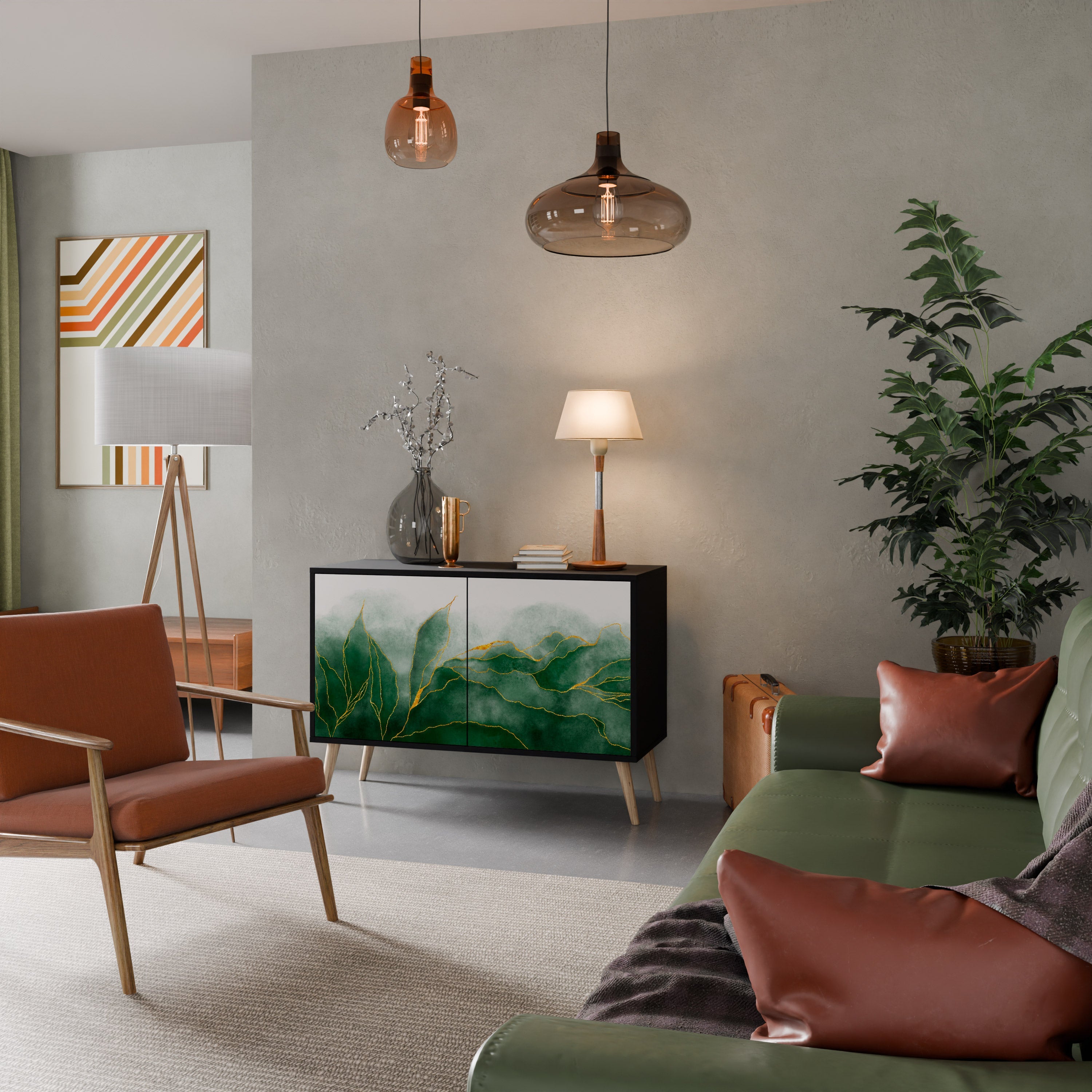 Buffet 2 portes EXPENSIVE NATURE en finition noire