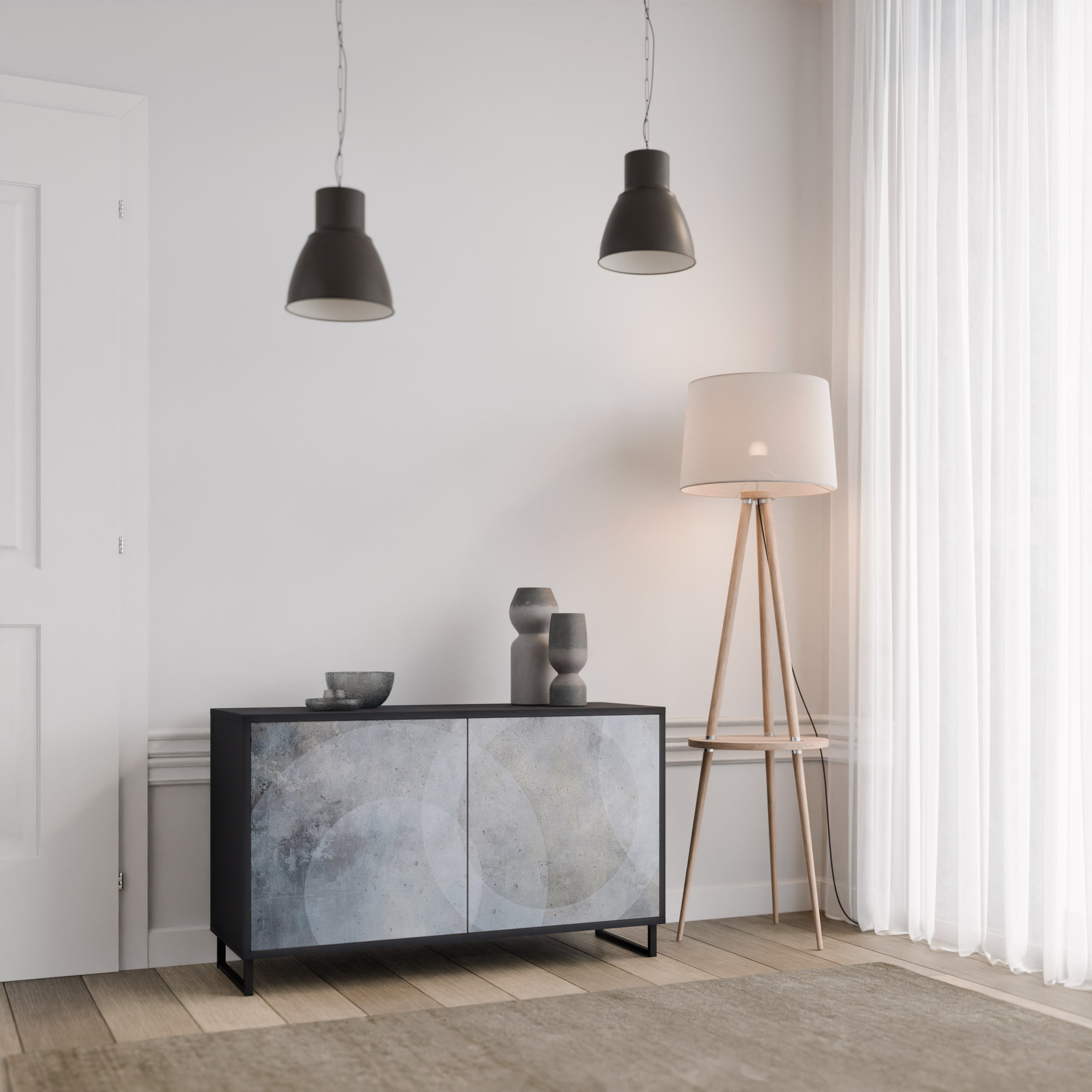 Buffet 2 portes MUTED ARC en finition noire