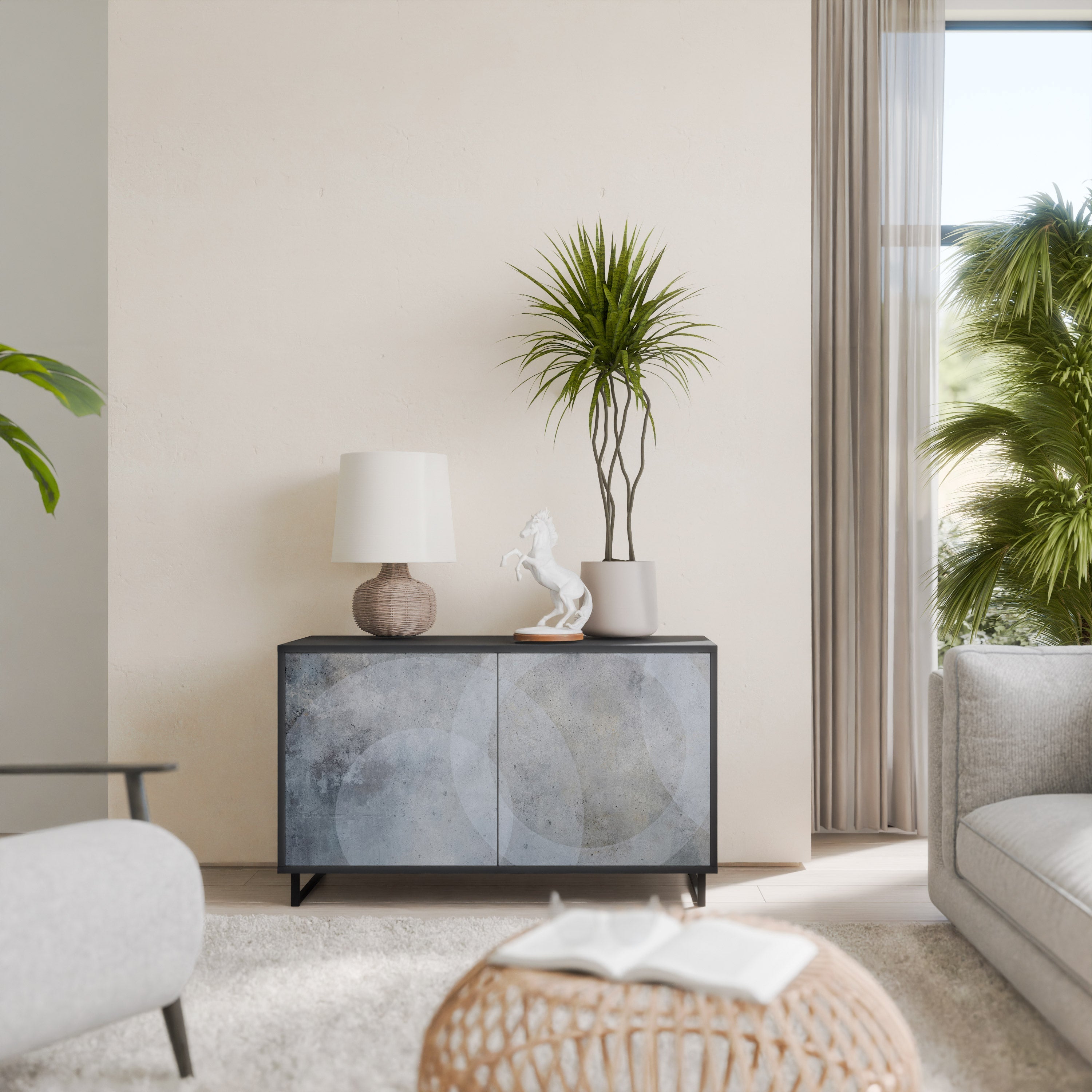 Buffet 2 portes MUTED ARC en finition noire