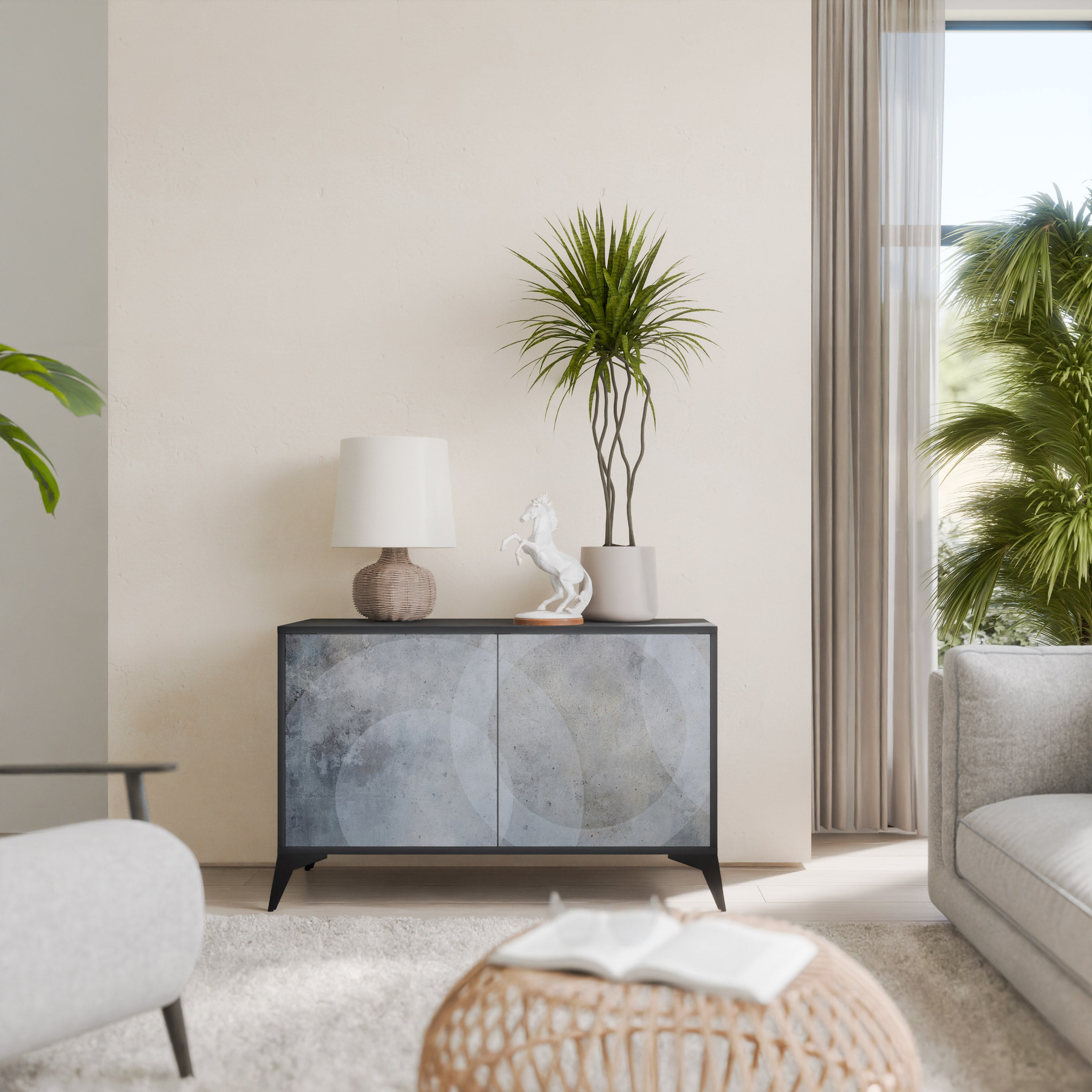 Buffet 2 portes MUTED ARC en finition noire