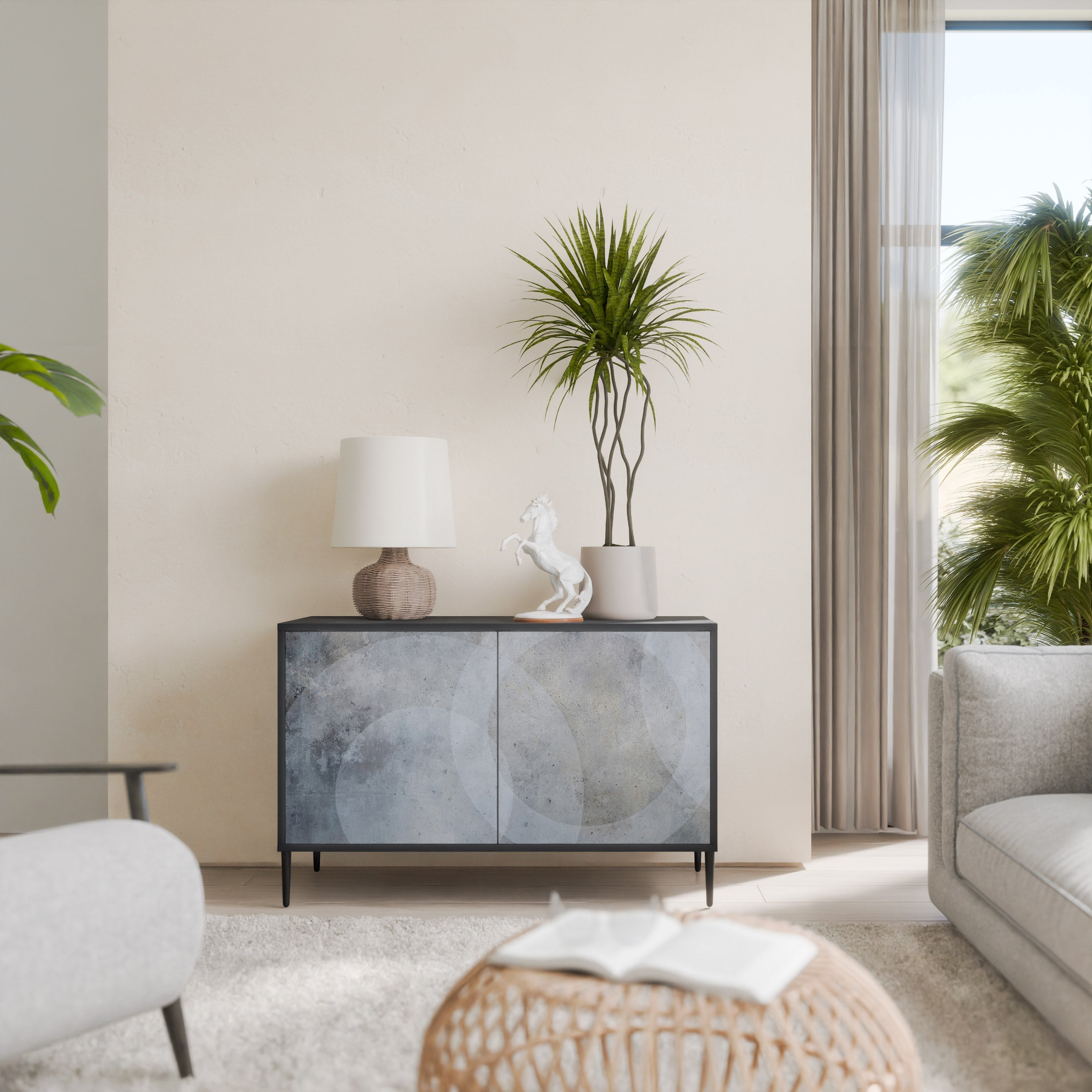 Buffet 2 portes MUTED ARC en finition noire