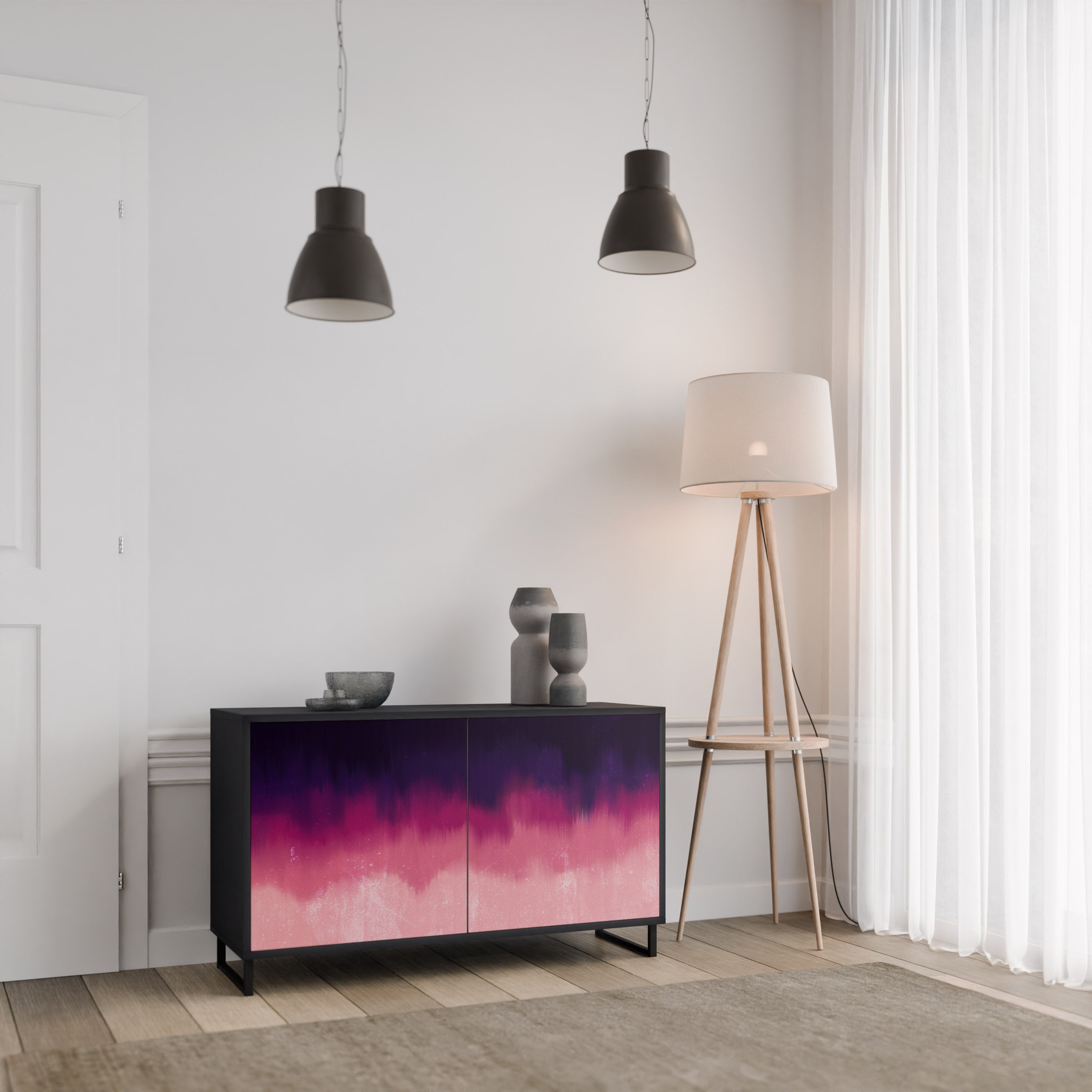 Buffet 2 portes AURORA BOREALIS finition noire