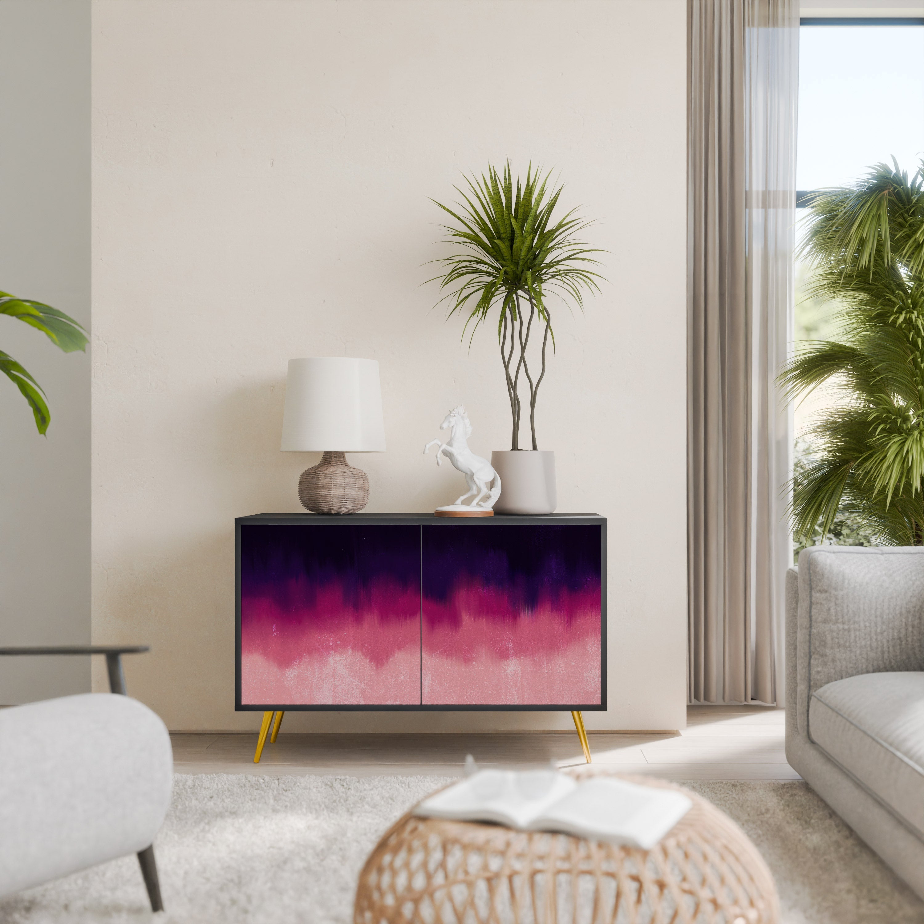 Buffet 2 portes AURORA BOREALIS finition noire