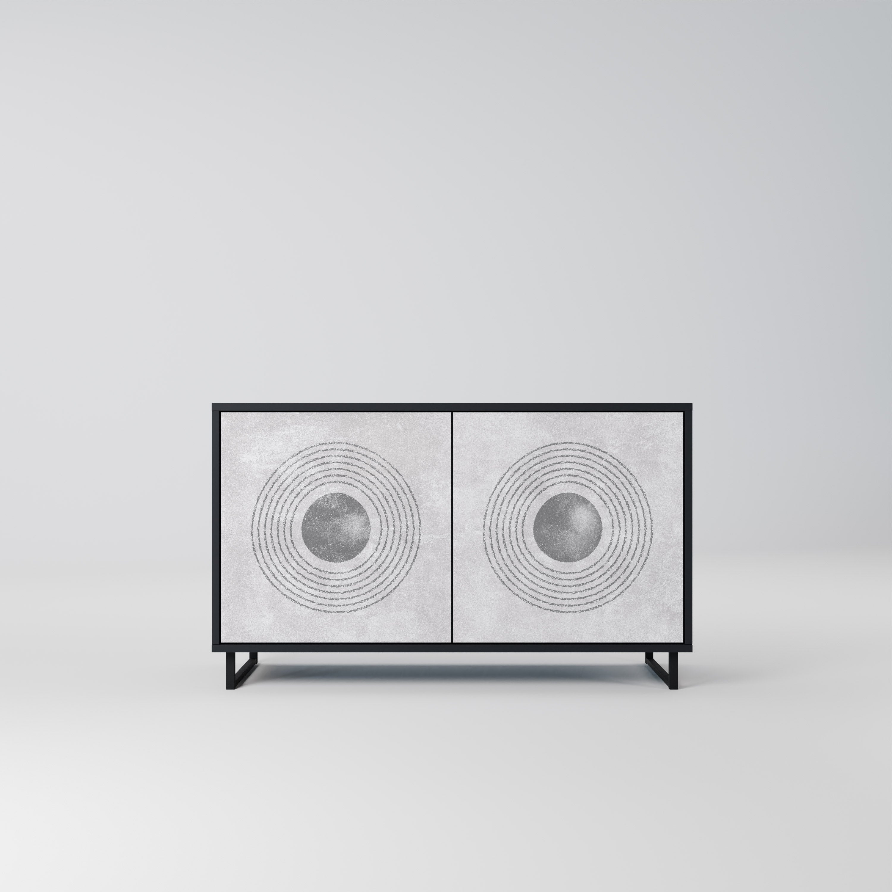 Buffet 2 portes SOLID CIRCLES finition noire