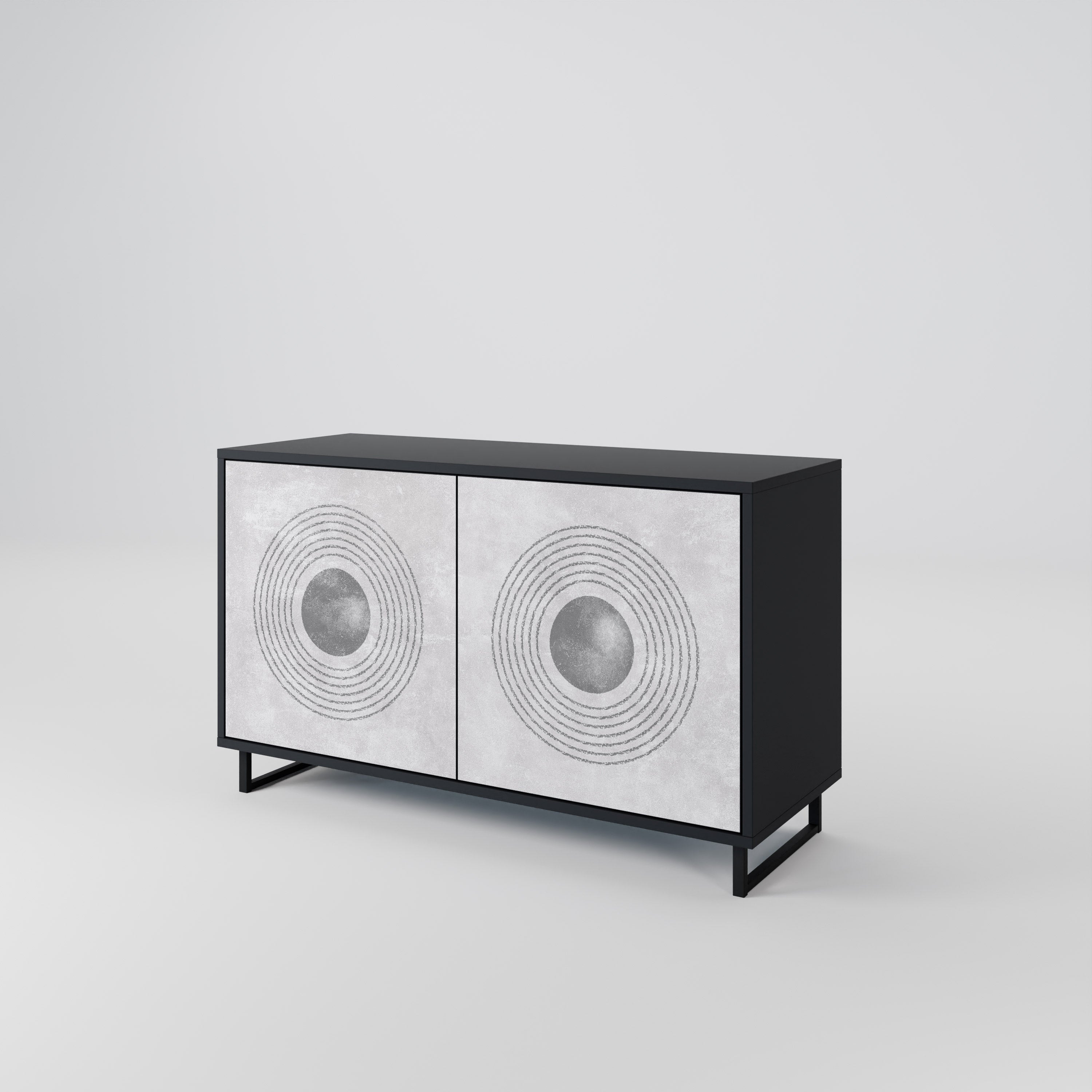 Buffet 2 portes SOLID CIRCLES finition noire