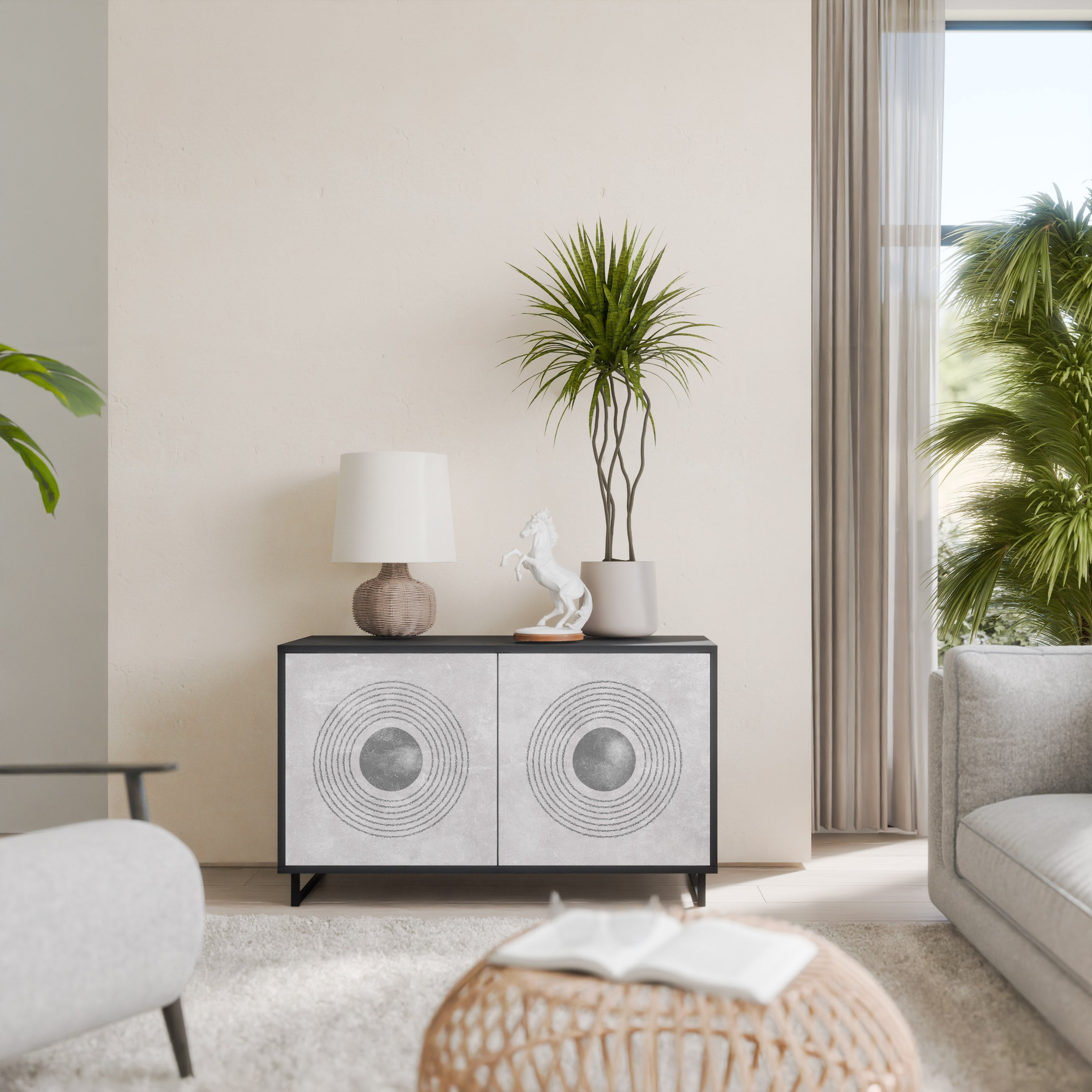 Buffet 2 portes SOLID CIRCLES finition noire