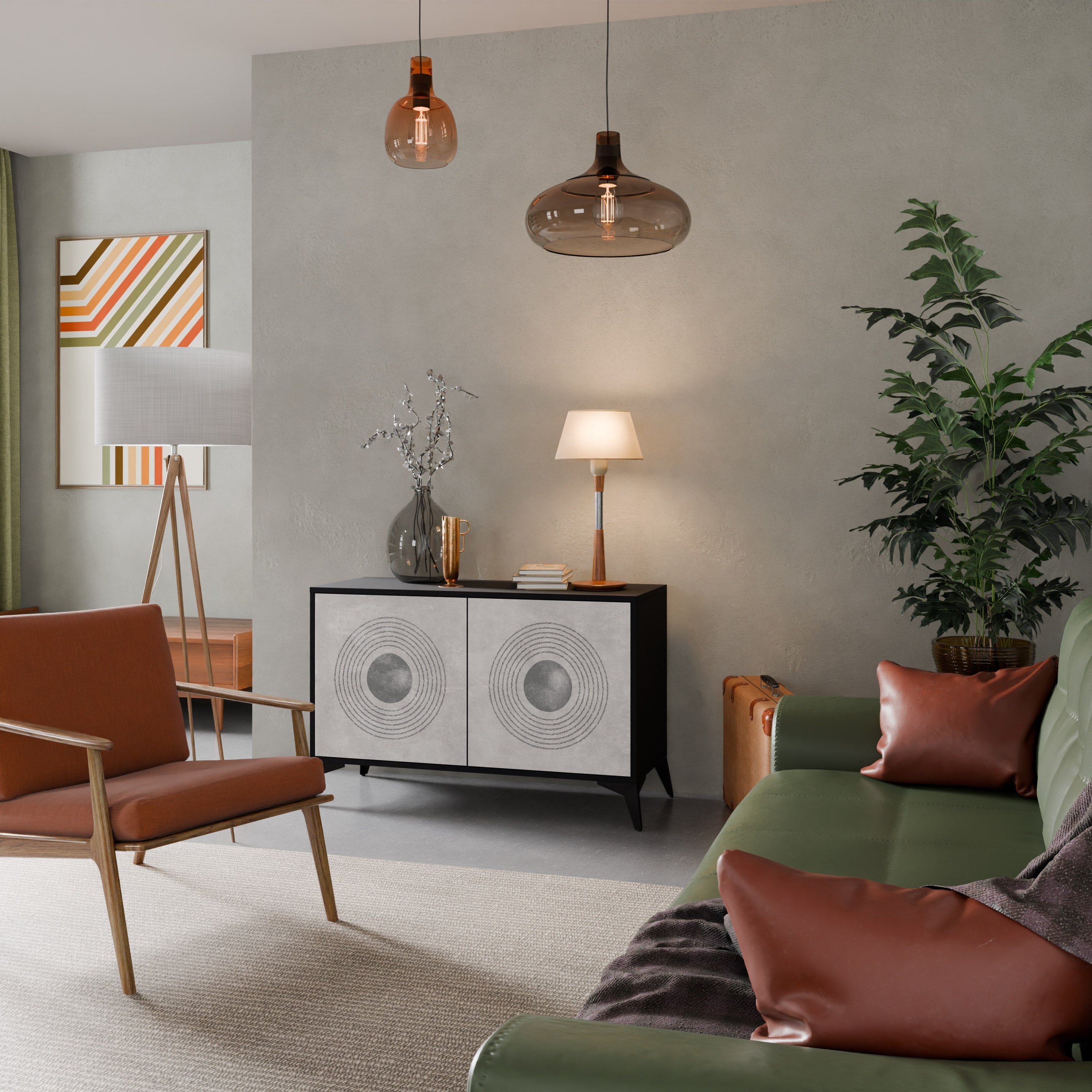 Buffet 2 portes SOLID CIRCLES finition noire