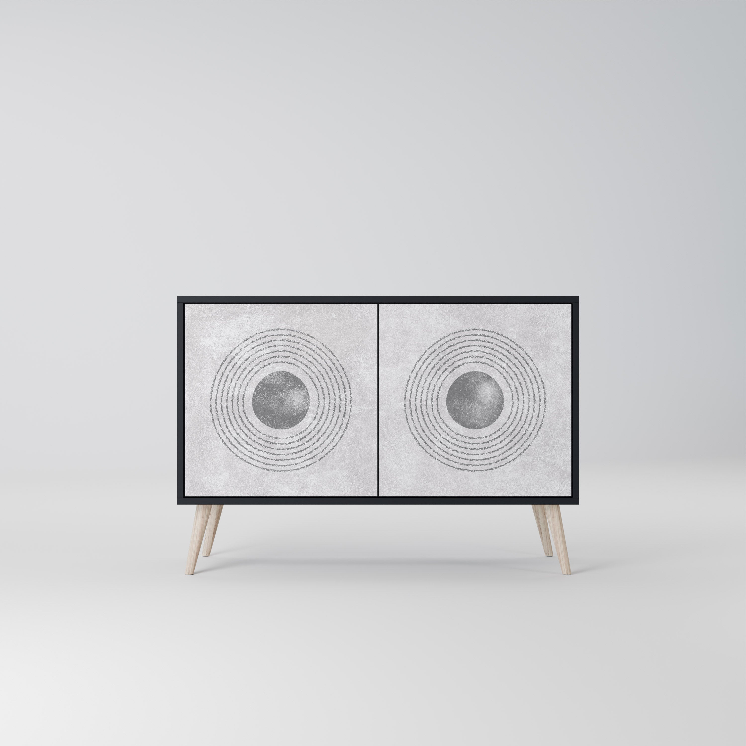 Buffet 2 portes SOLID CIRCLES finition noire