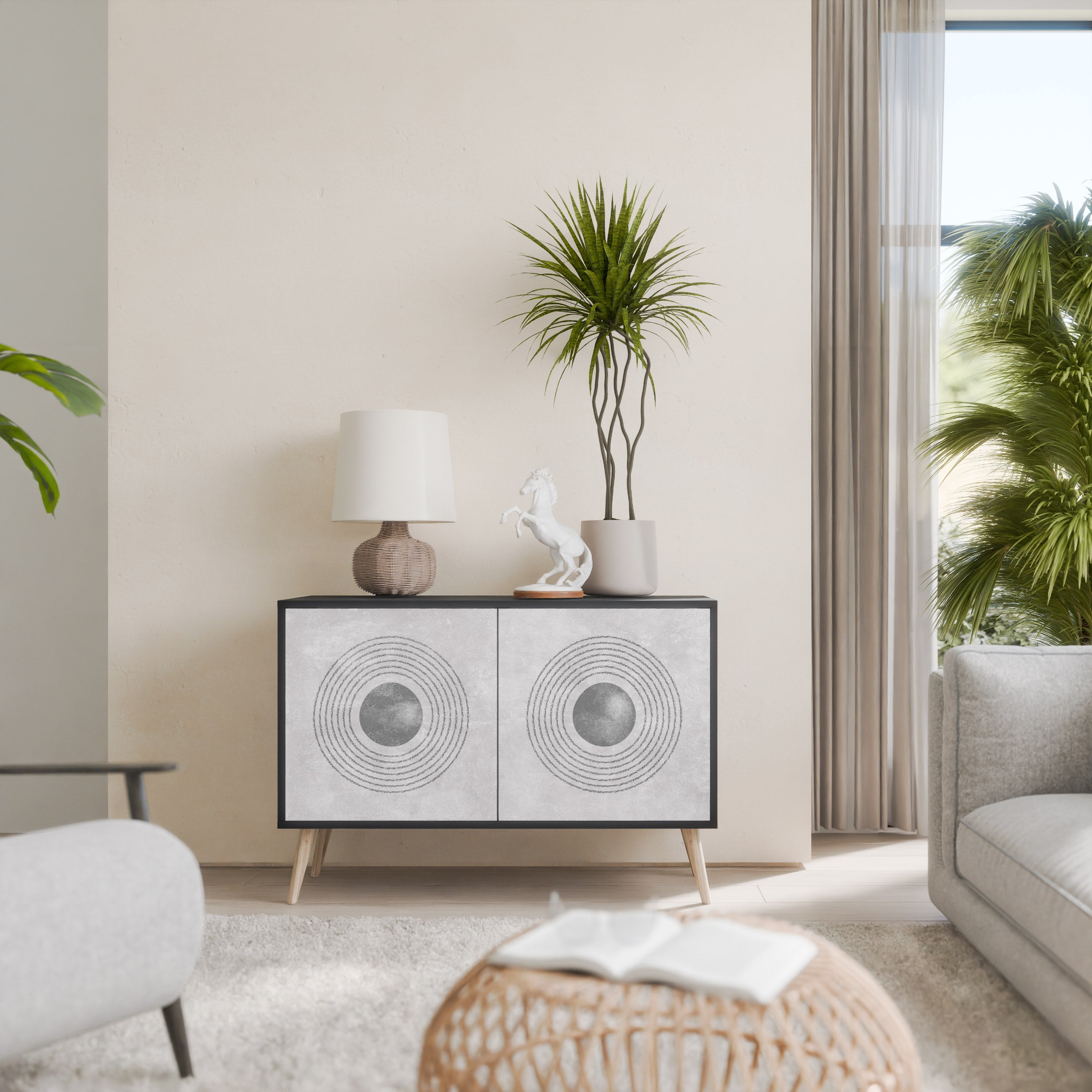 Buffet 2 portes SOLID CIRCLES finition noire