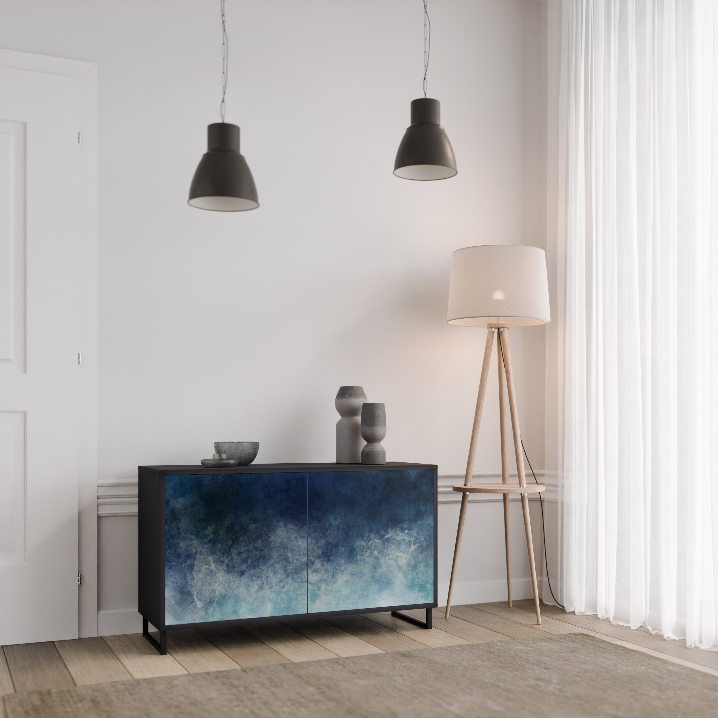 Buffet 2 portes CELESTIAL FALL en finition noire