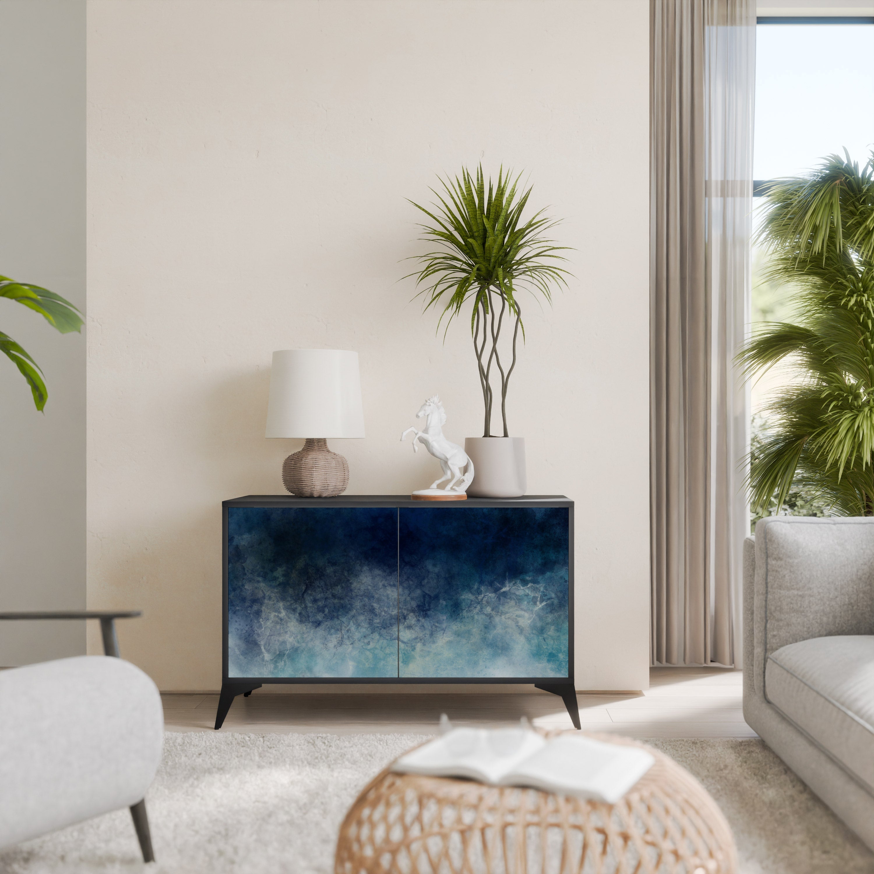 Buffet 2 portes CELESTIAL FALL en finition noire