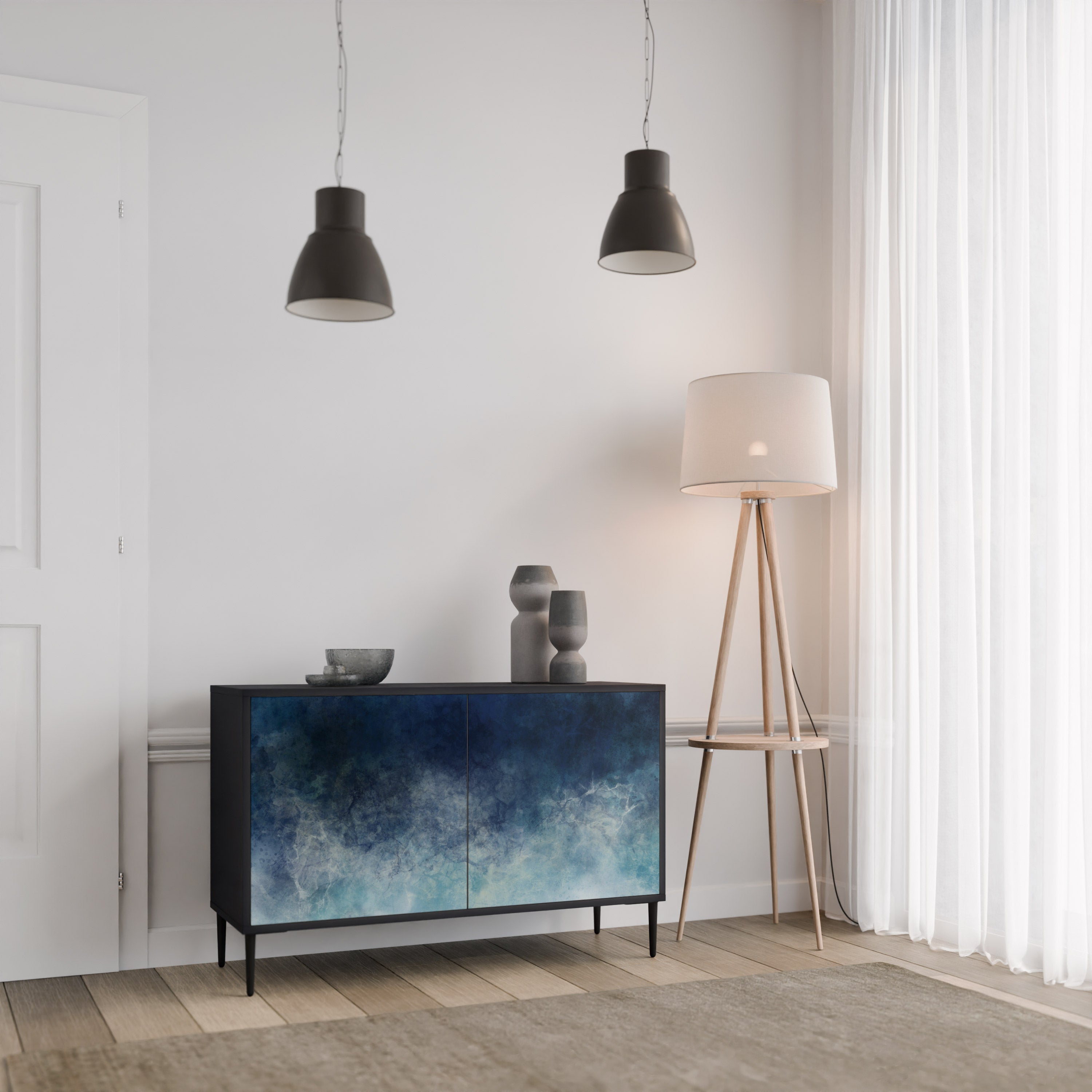 Buffet 2 portes CELESTIAL FALL en finition noire