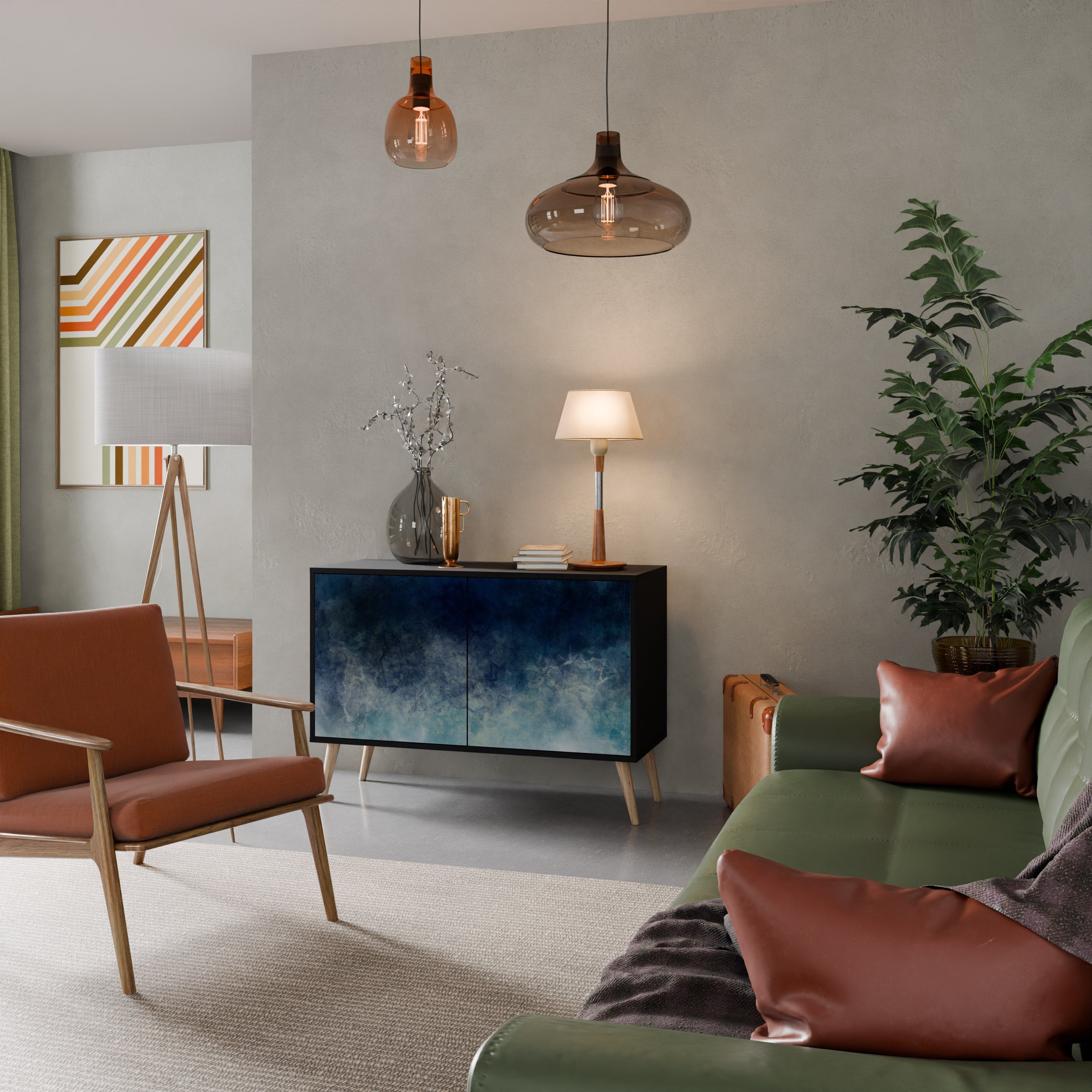 Buffet 2 portes CELESTIAL FALL en finition noire