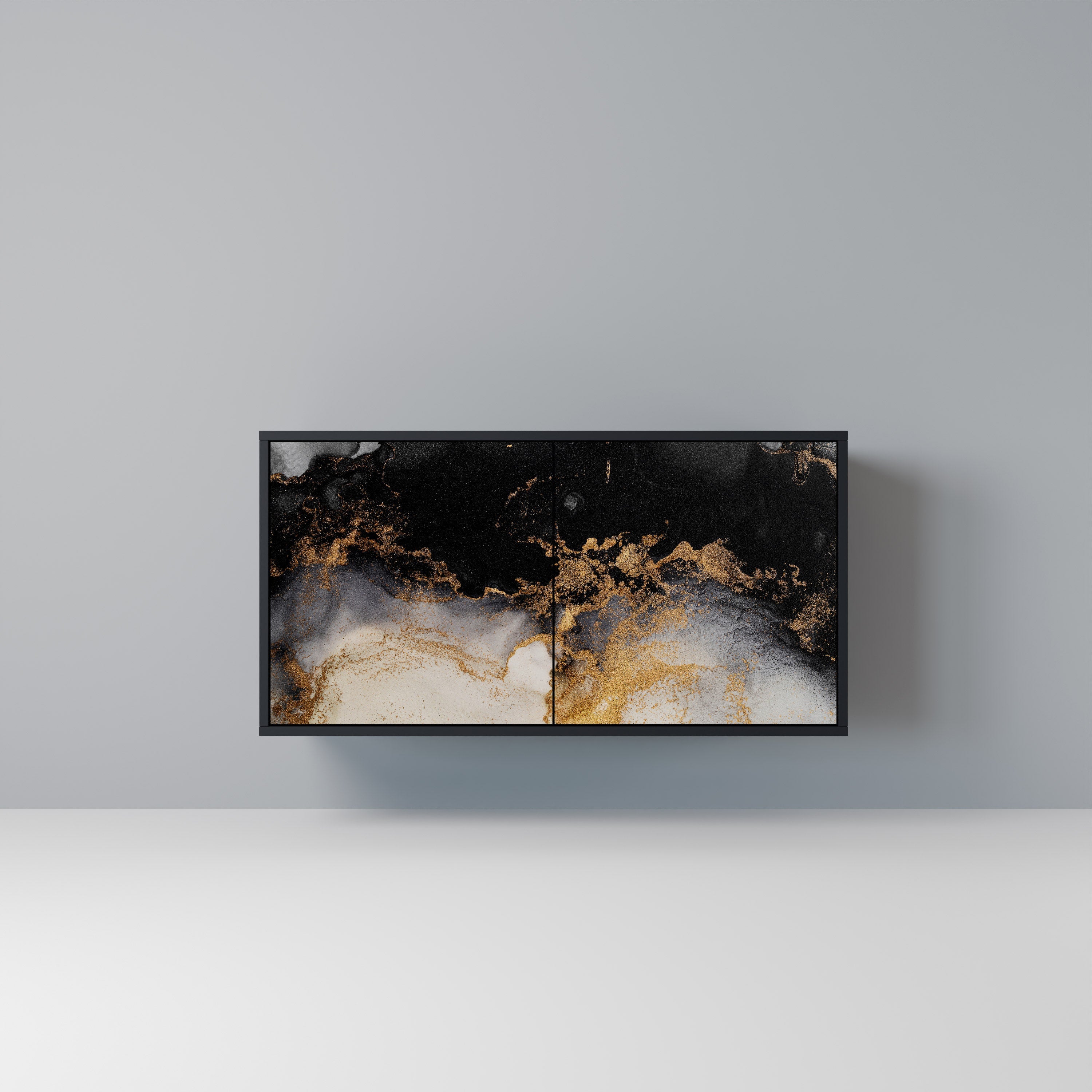 Buffet 2 portes MARBLE OF TOMMORROW en finition noire