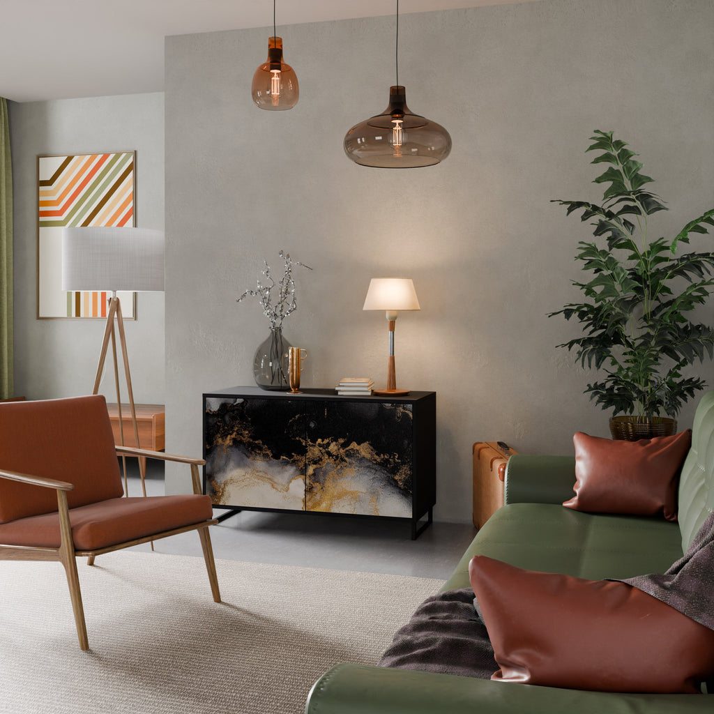 Buffet 2 portes MARBLE OF TOMMORROW en finition noire