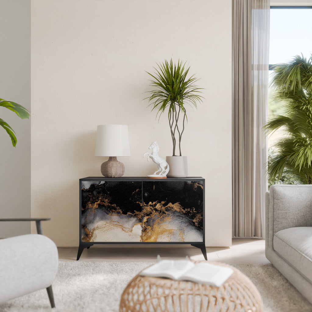Buffet 2 portes MARBLE OF TOMMORROW en finition noire