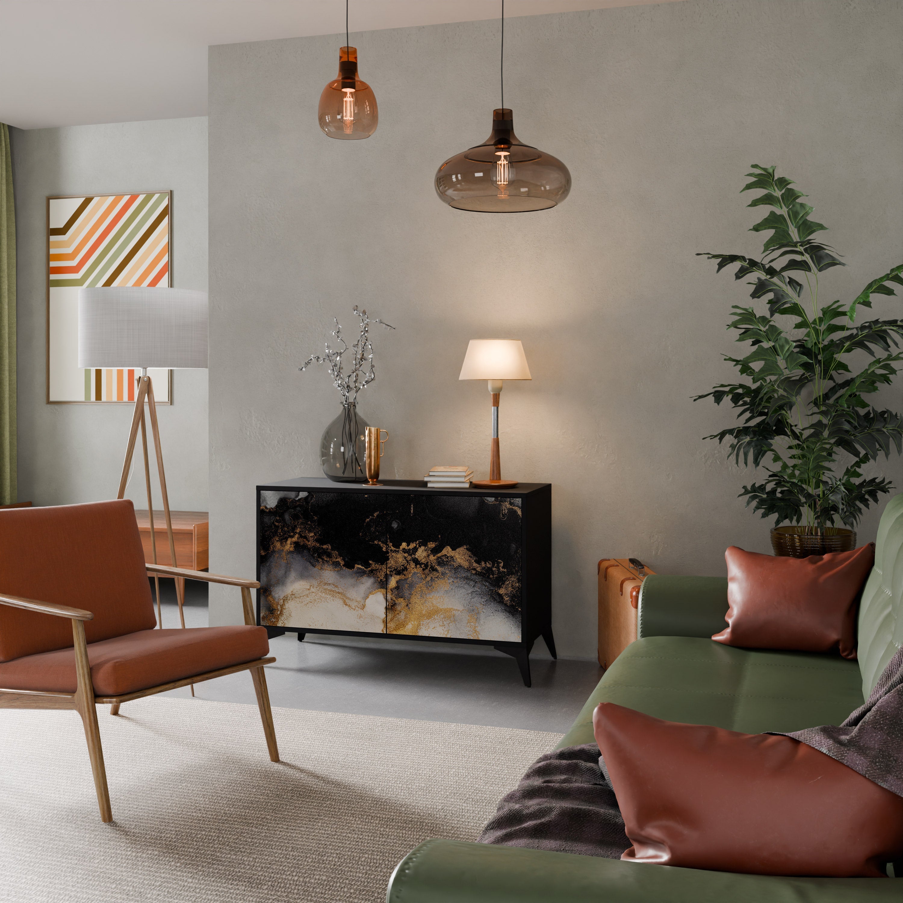 Buffet 2 portes MARBLE OF TOMMORROW en finition noire