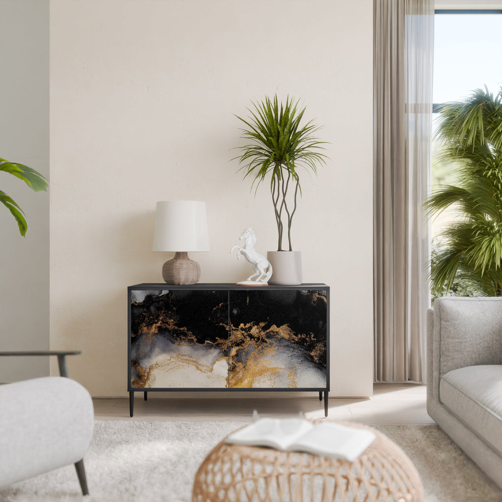 Buffet 2 portes MARBLE OF TOMMORROW en finition noire