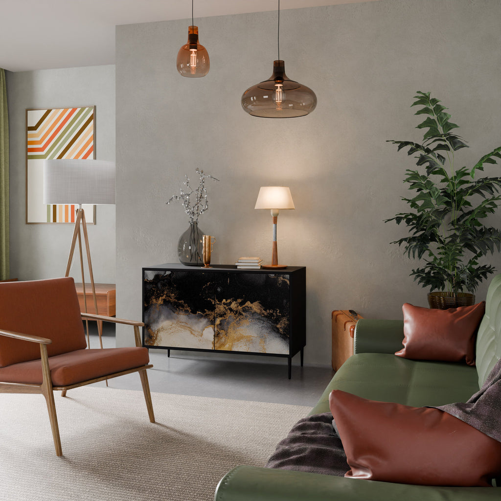 Buffet 2 portes MARBLE OF TOMMORROW en finition noire