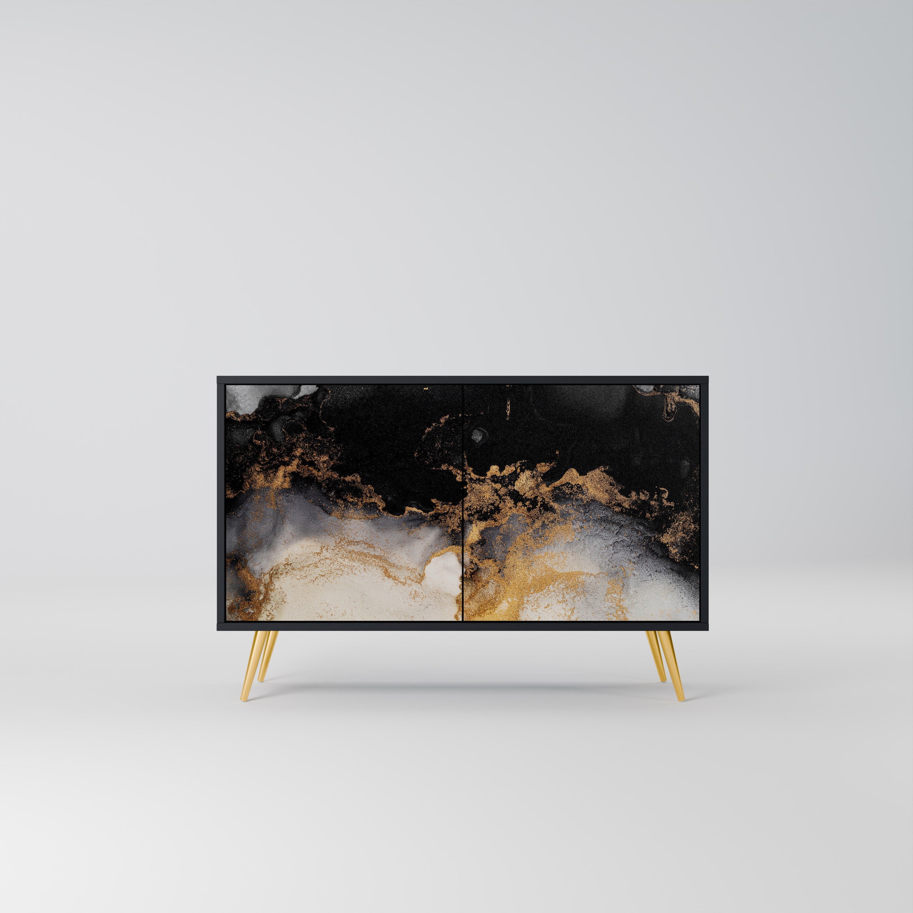 Buffet 2 portes MARBLE OF TOMMORROW en finition noire