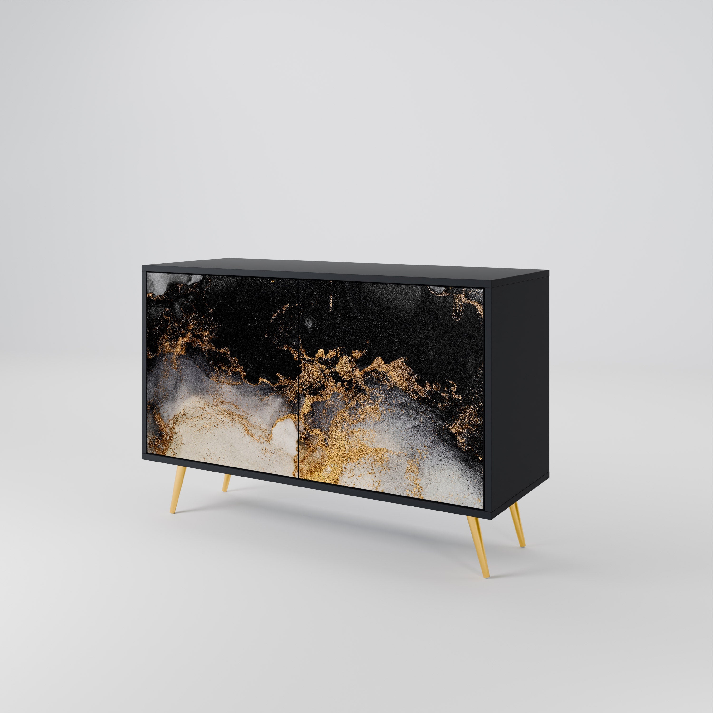 Buffet 2 portes MARBLE OF TOMMORROW en finition noire