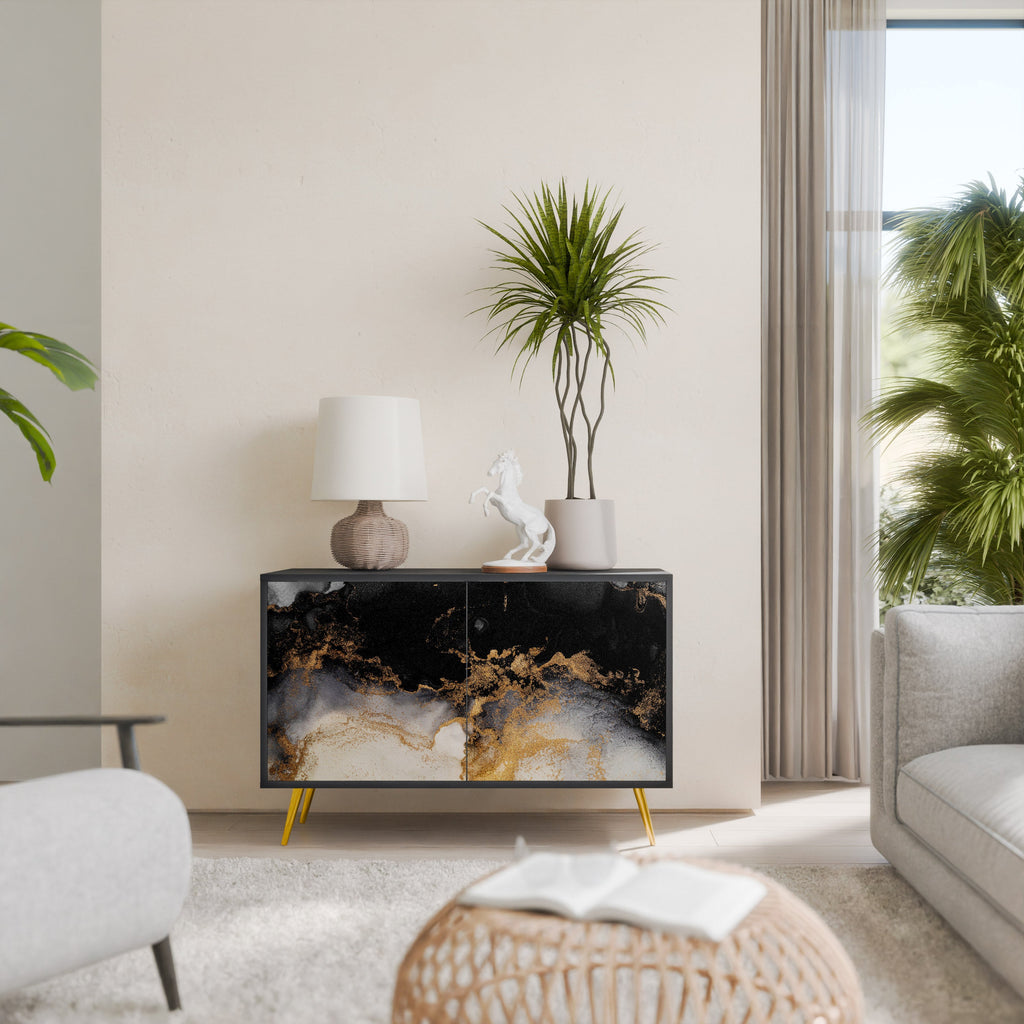 Buffet 2 portes MARBLE OF TOMMORROW en finition noire