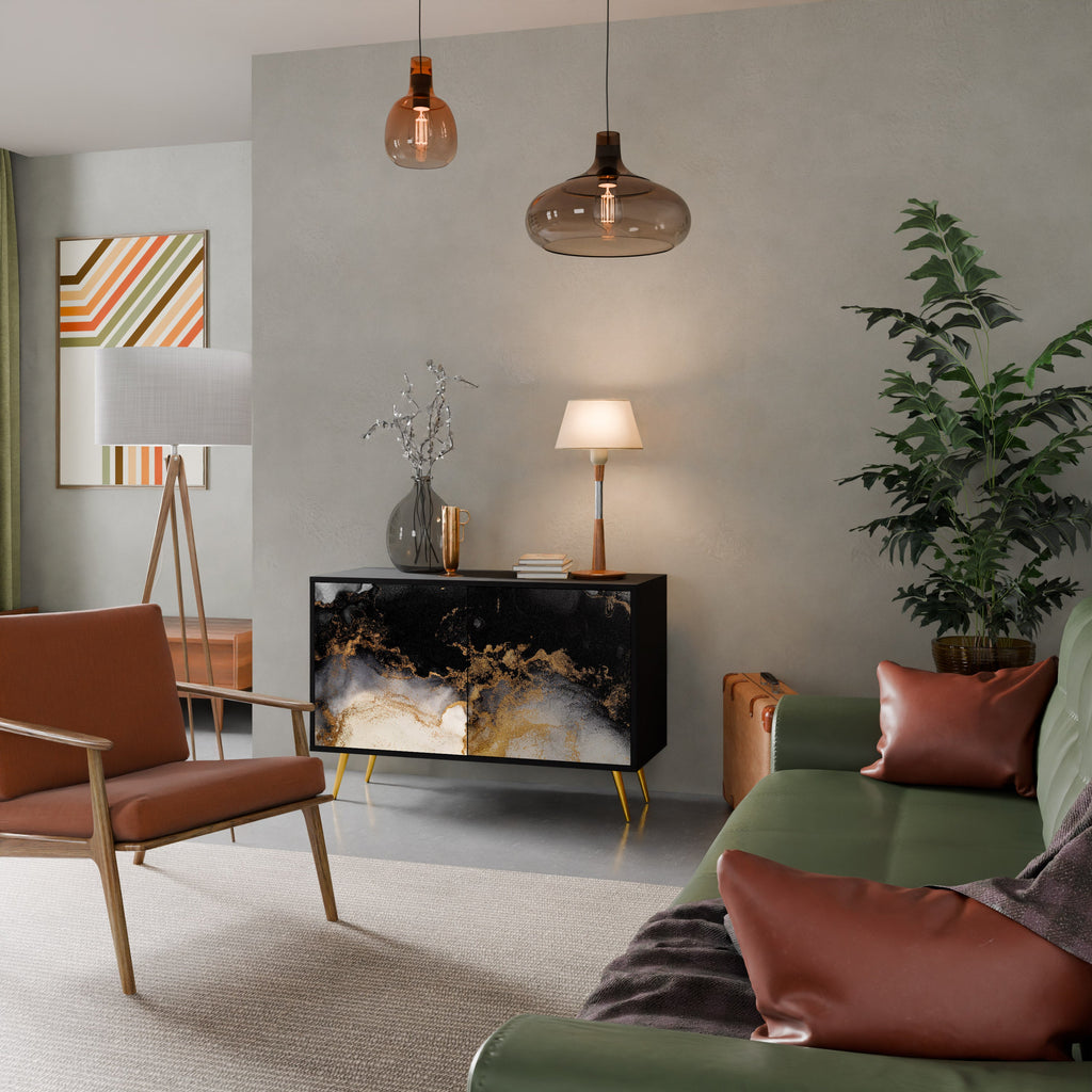 Buffet 2 portes MARBLE OF TOMMORROW en finition noire