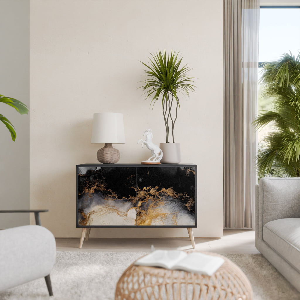 Buffet 2 portes MARBLE OF TOMMORROW en finition noire