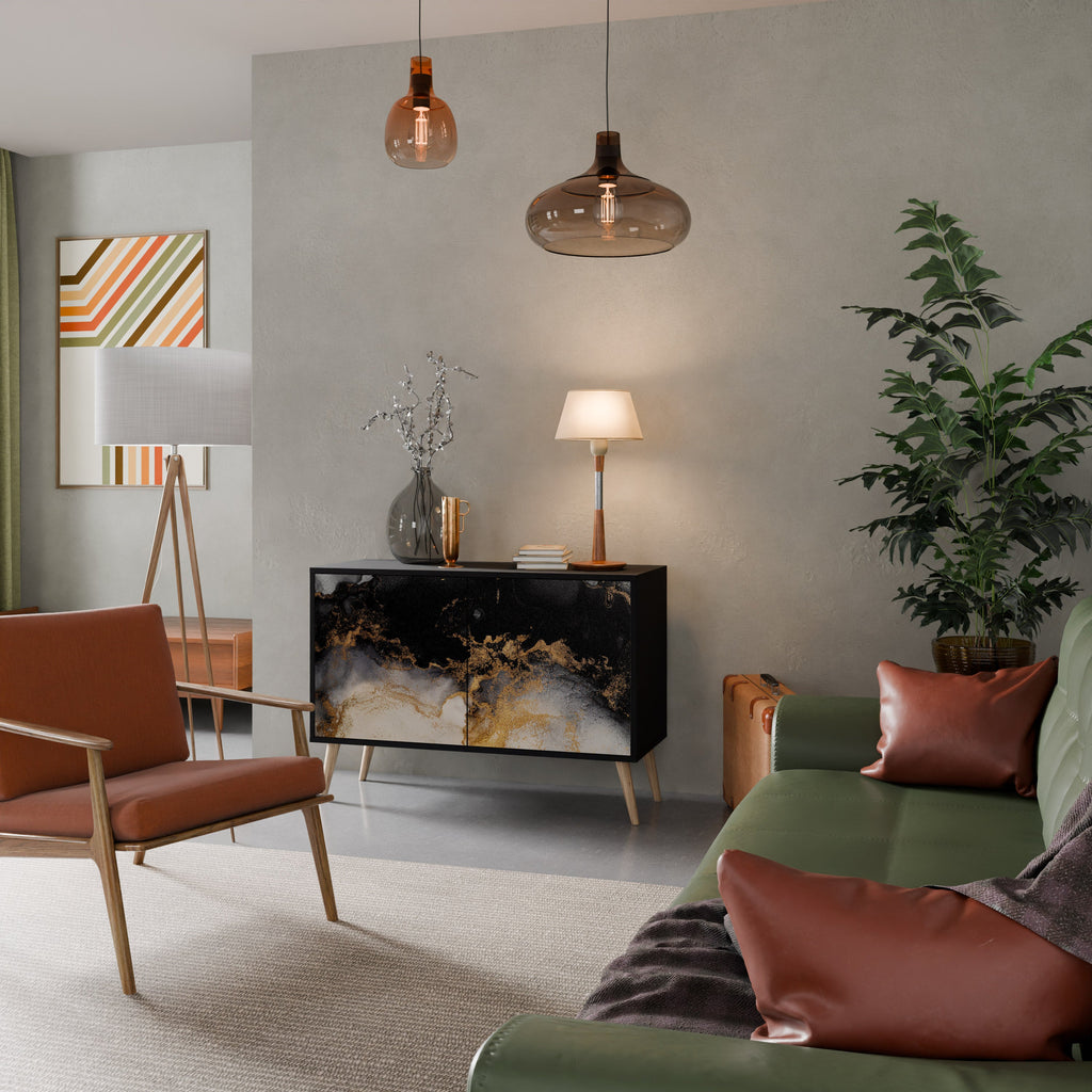 Buffet 2 portes MARBLE OF TOMMORROW en finition noire