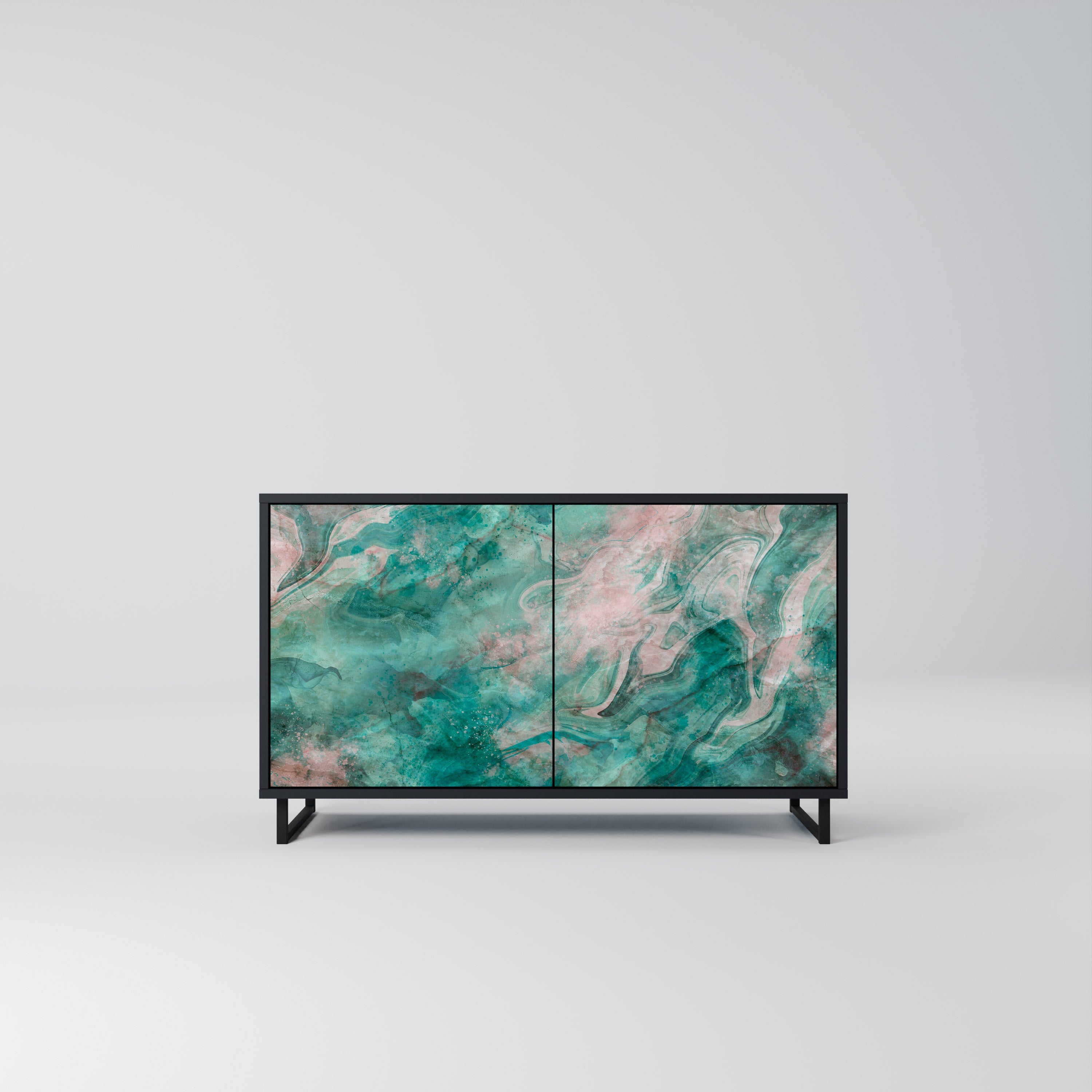 Buffet 2 portes ABSTRACT ALCHEMY en finition noire