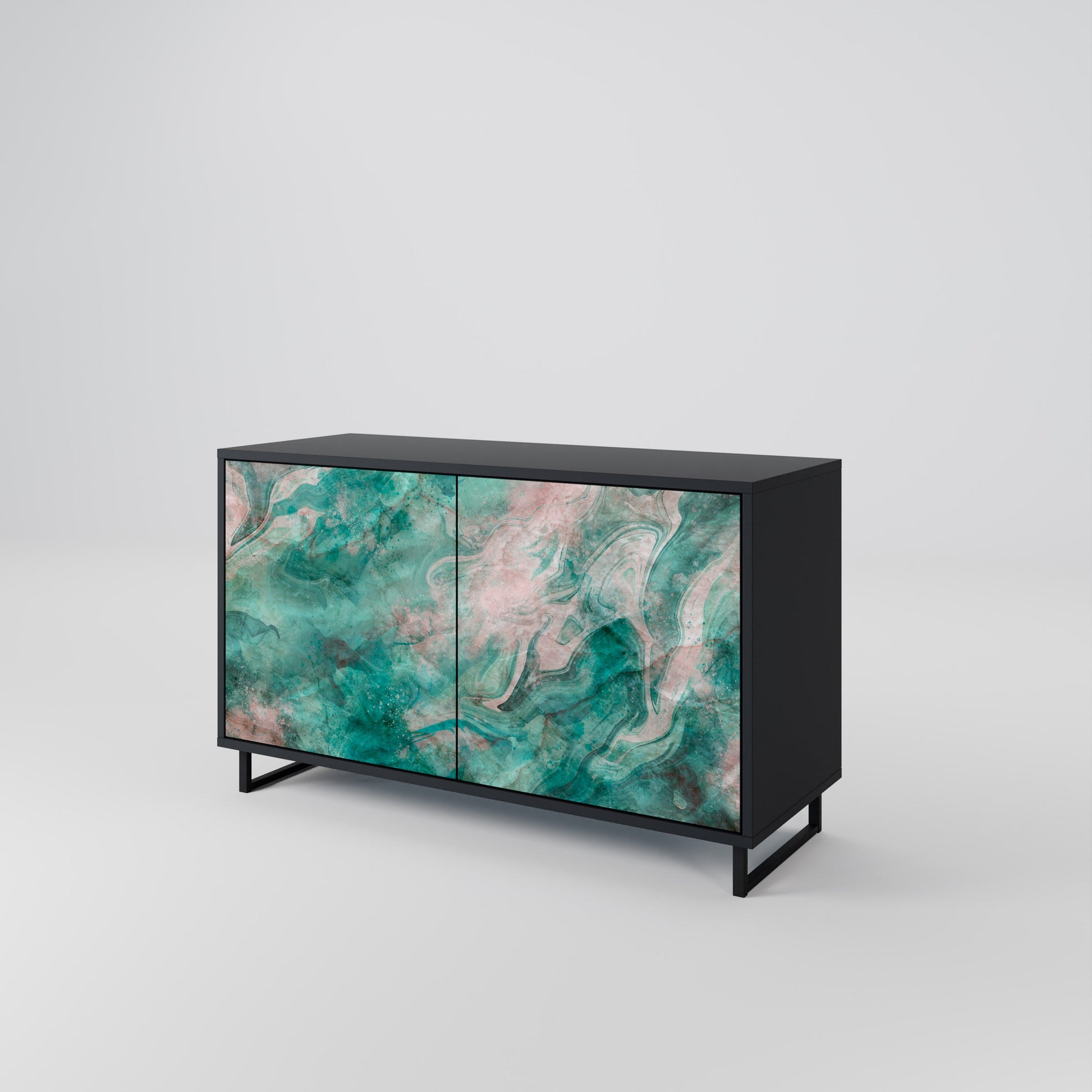 Buffet 2 portes ABSTRACT ALCHEMY en finition noire