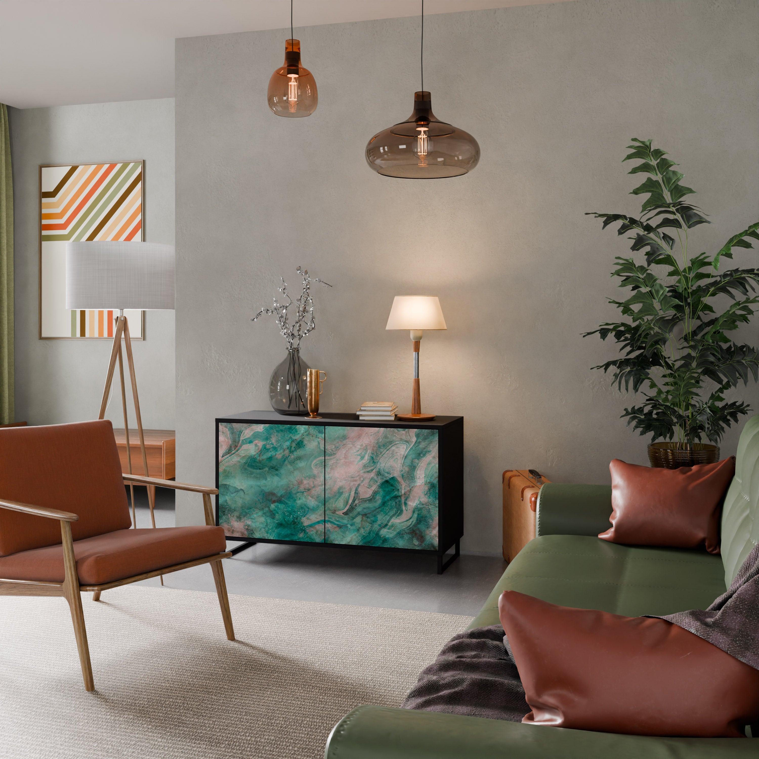 Buffet 2 portes ABSTRACT ALCHEMY en finition noire