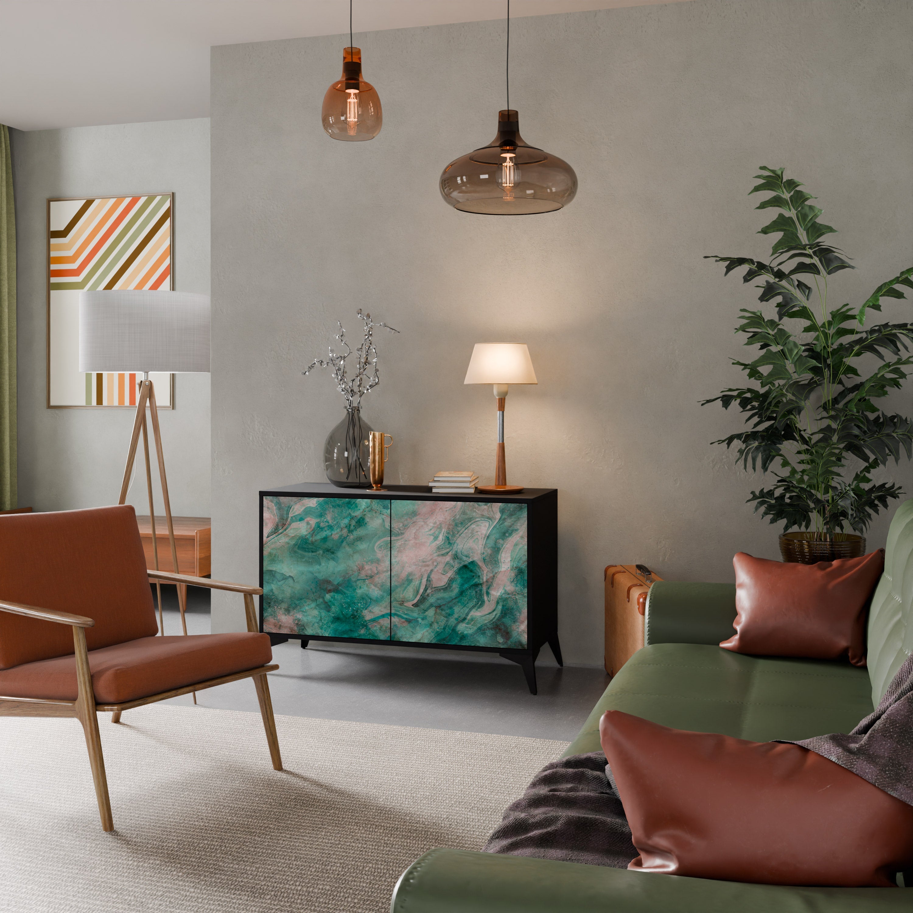 Buffet 2 portes ABSTRACT ALCHEMY en finition noire