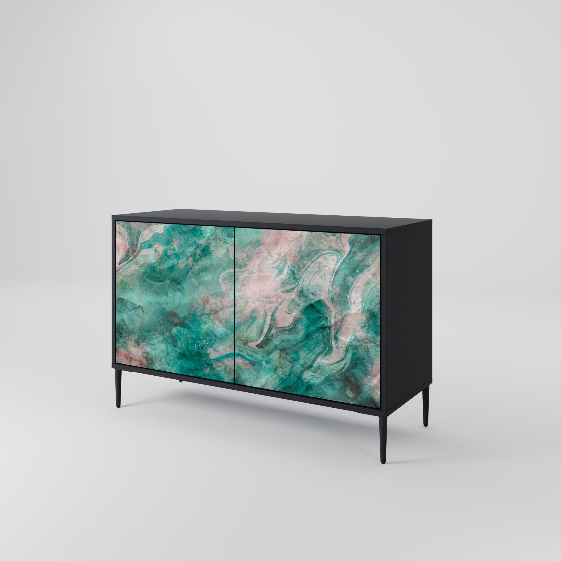 Buffet 2 portes ABSTRACT ALCHEMY en finition noire