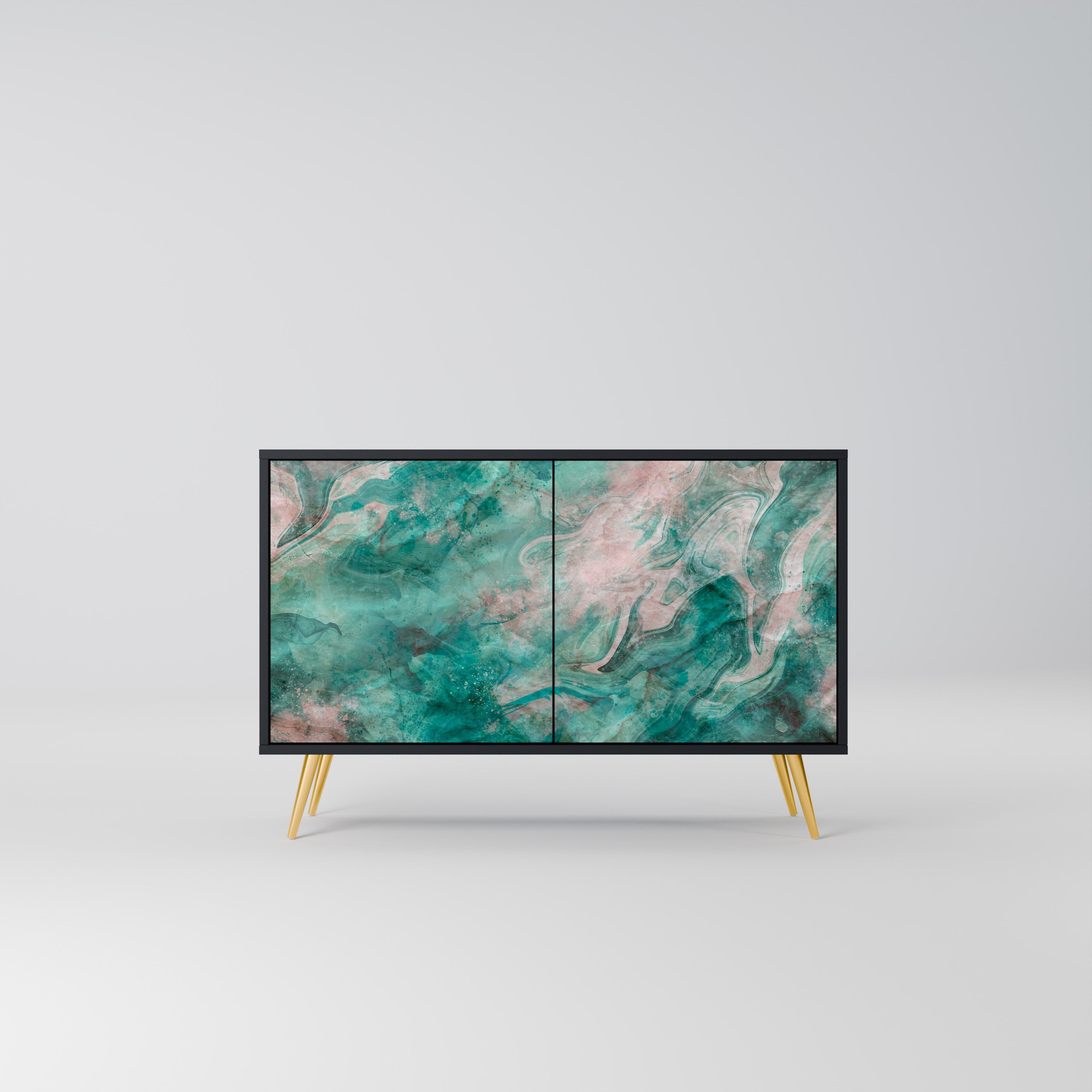 Buffet 2 portes ABSTRACT ALCHEMY en finition noire