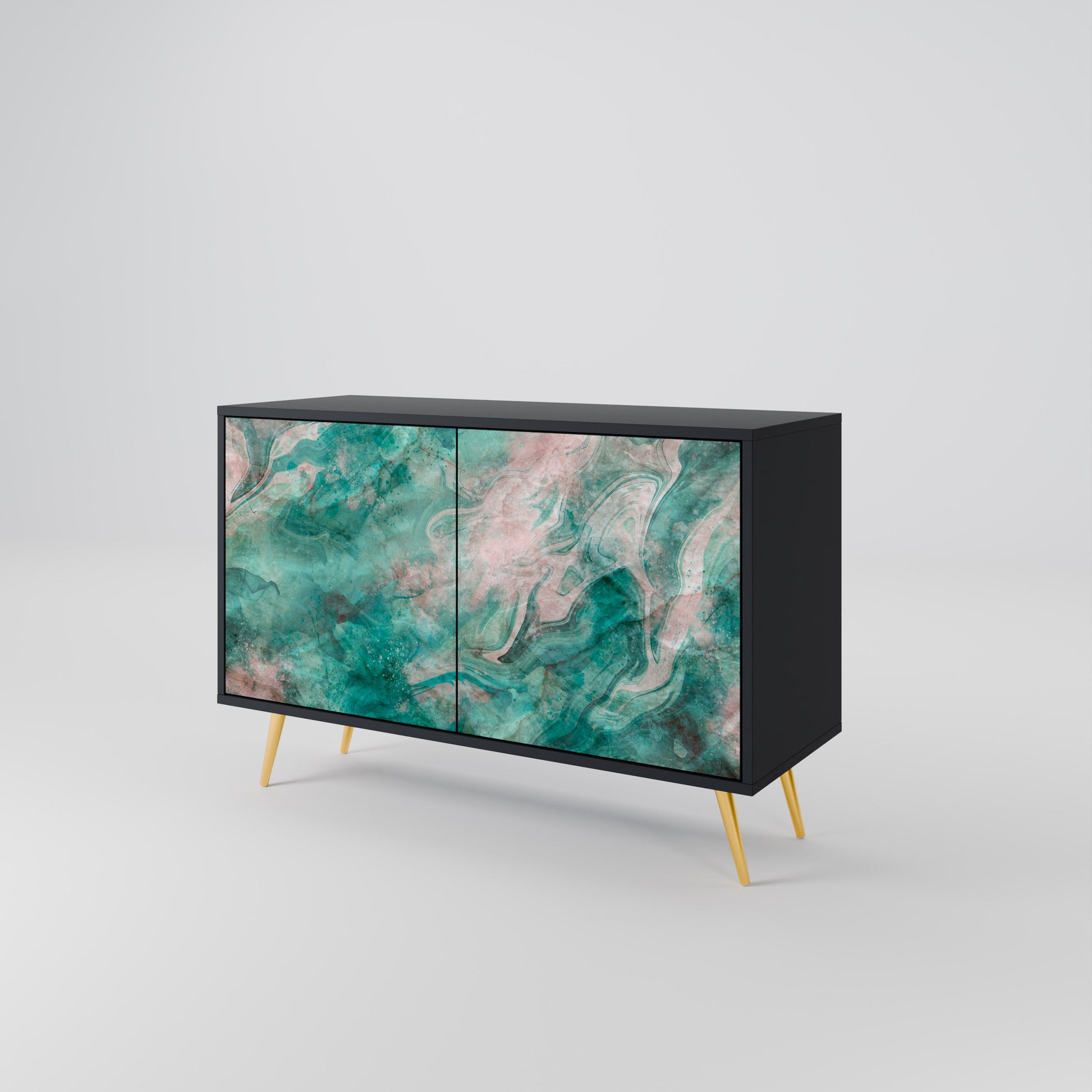 Buffet 2 portes ABSTRACT ALCHEMY en finition noire