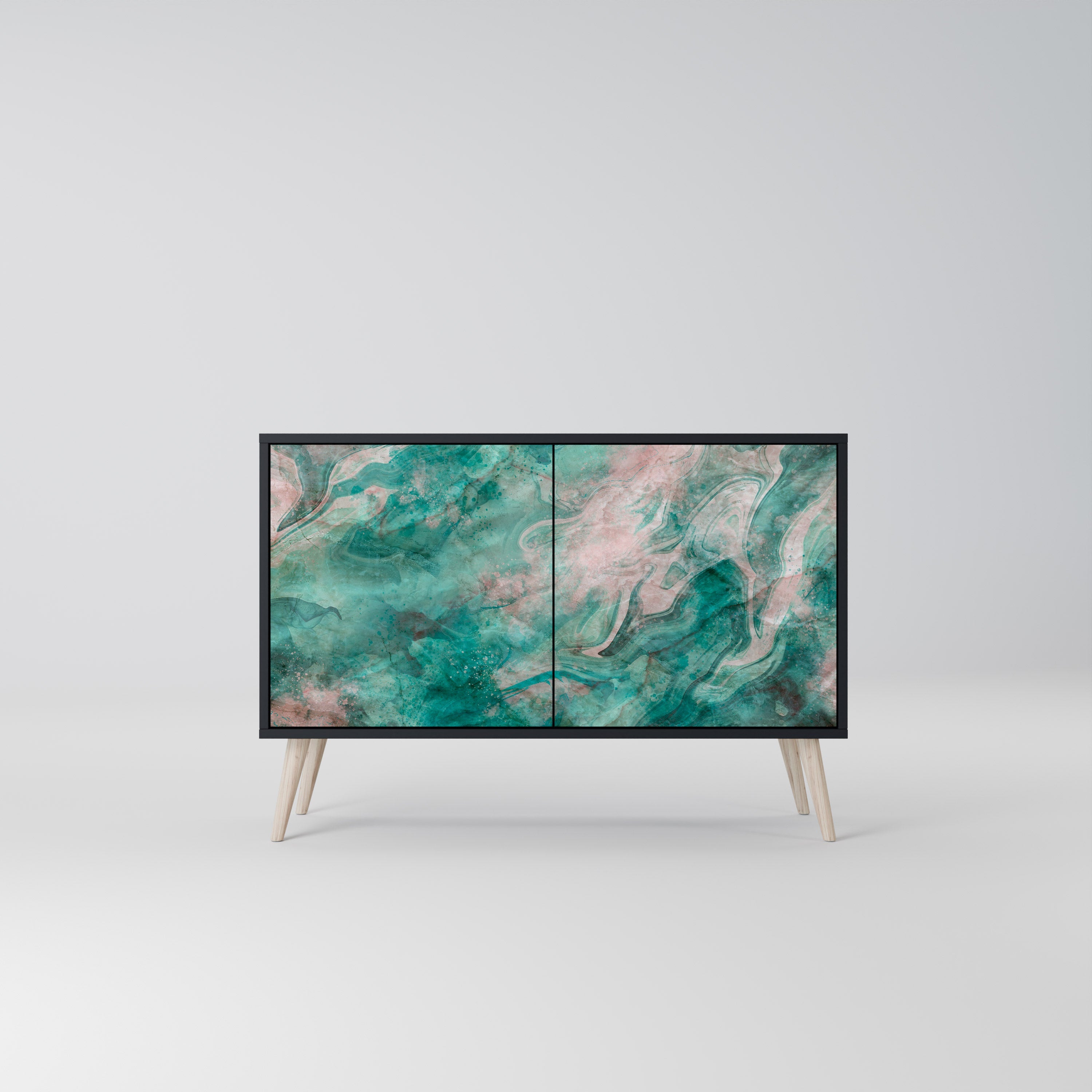 Buffet 2 portes ABSTRACT ALCHEMY en finition noire